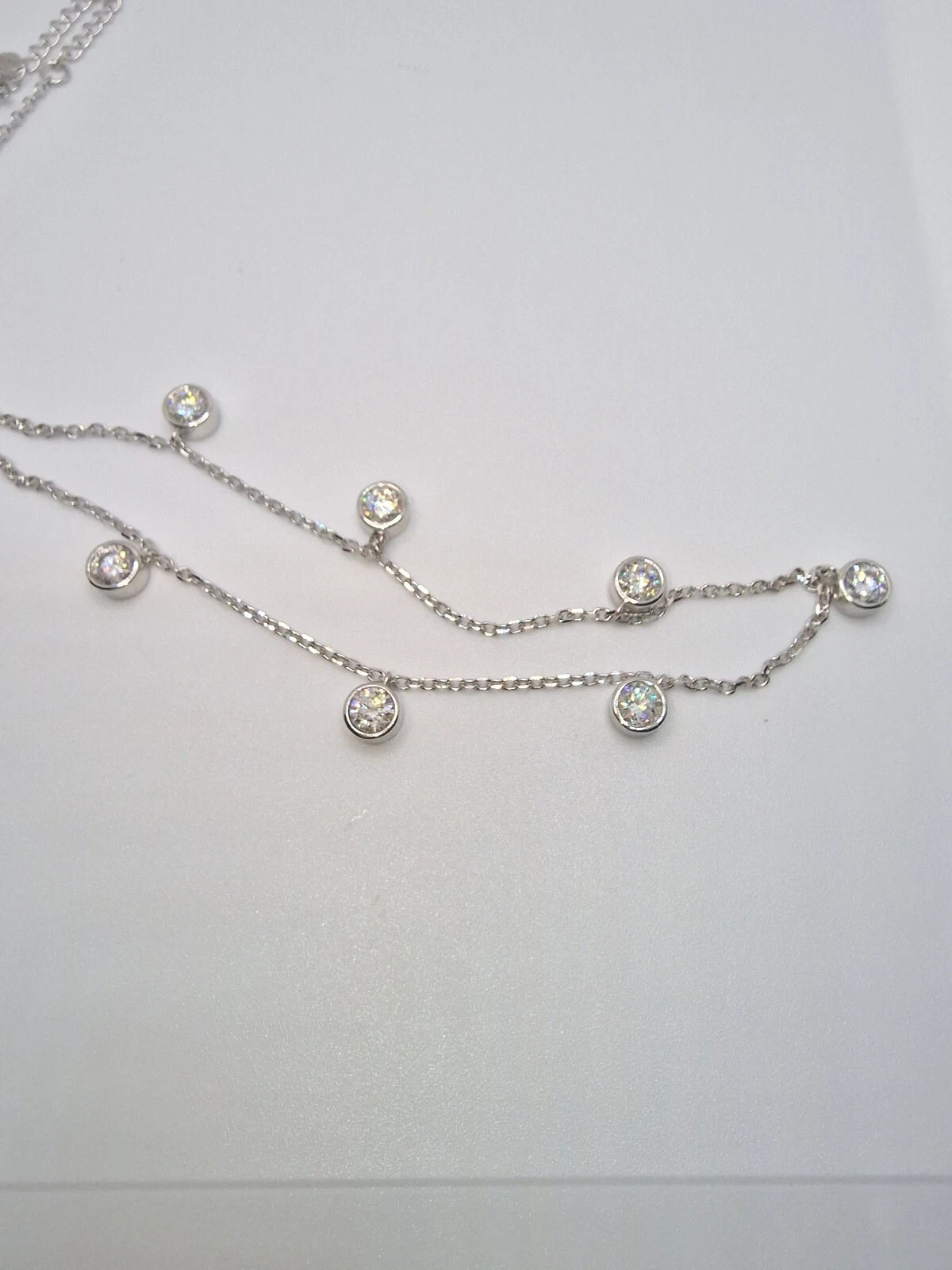 2Ct Round Cut Moissanite Women’s Beaded Pendant 14K White Gold Plated Free Chain