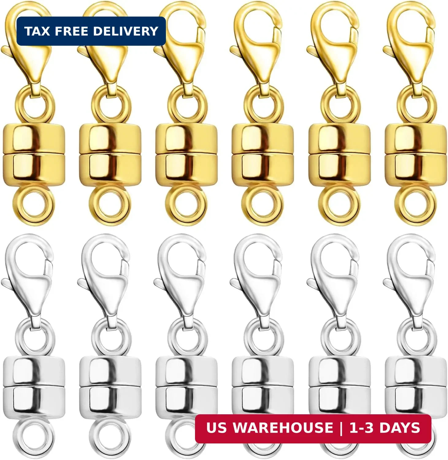 Magnetic Necklace Clasp with Lobster Clasp 18K Gold and Silver Magnetic Jewelry