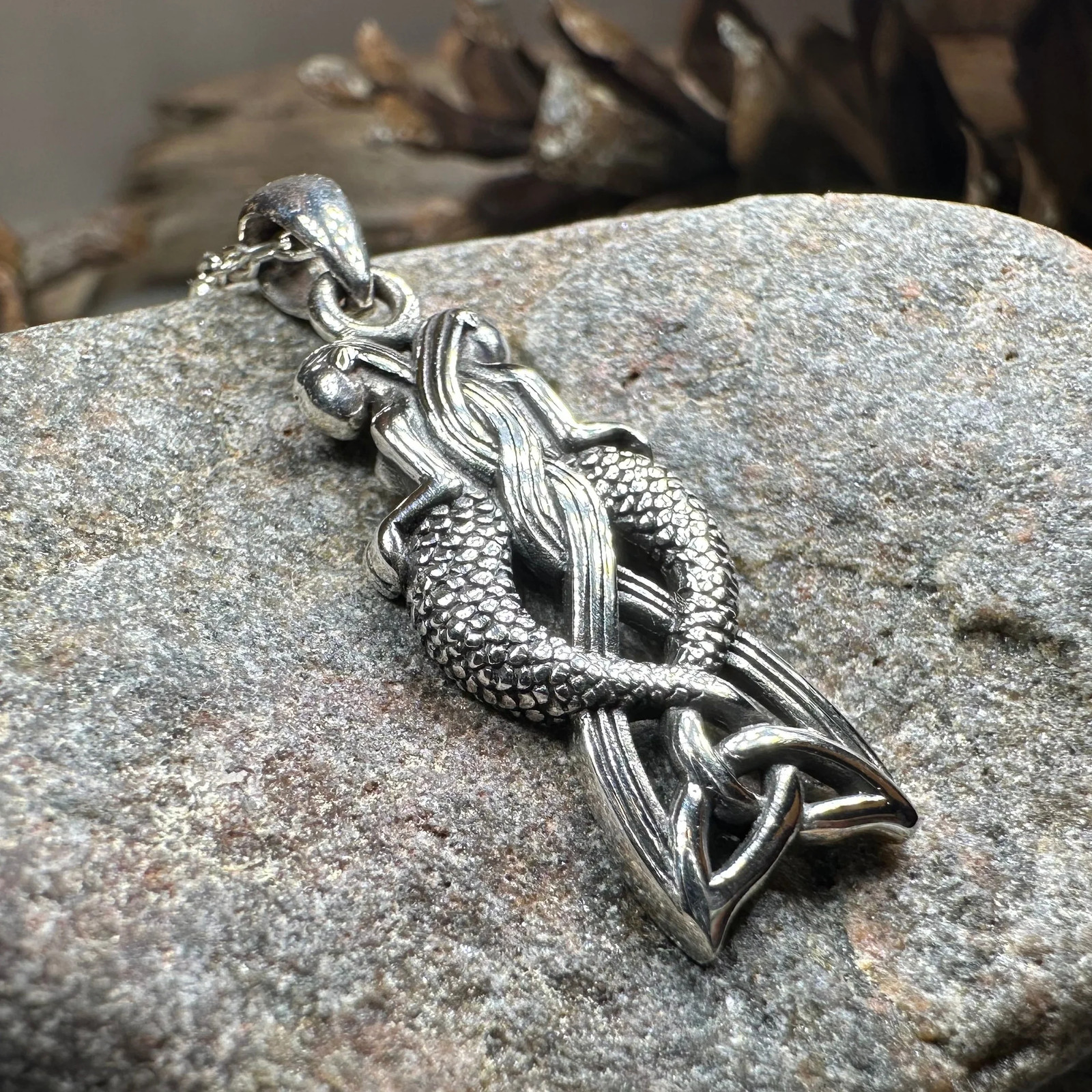 Celtic Mermaid Sisters Necklace Ladies Nautical Beach Pendant 925