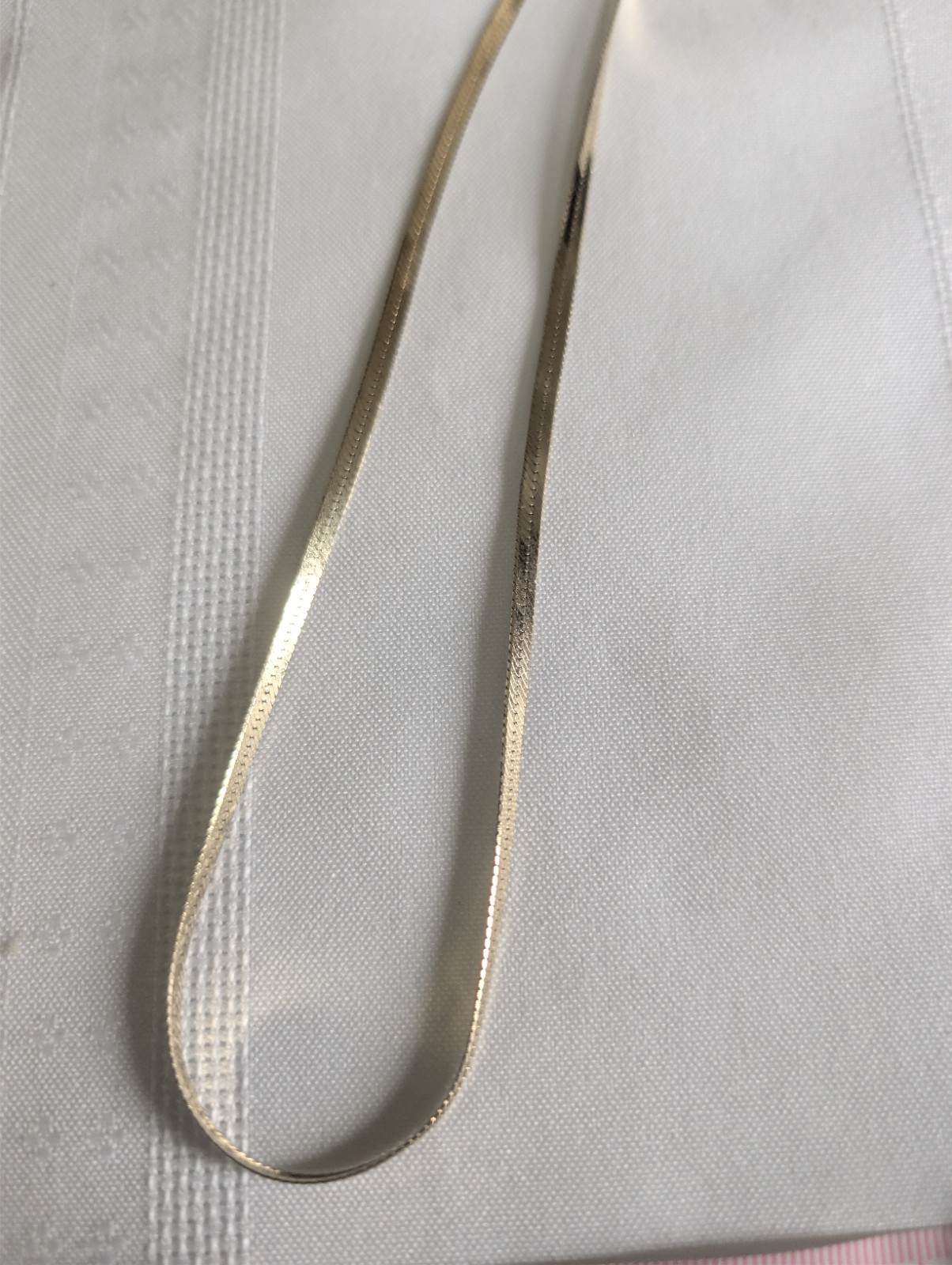 Gold Tone Sterling Silver Herringbone Chain Necklace 3mm 16″