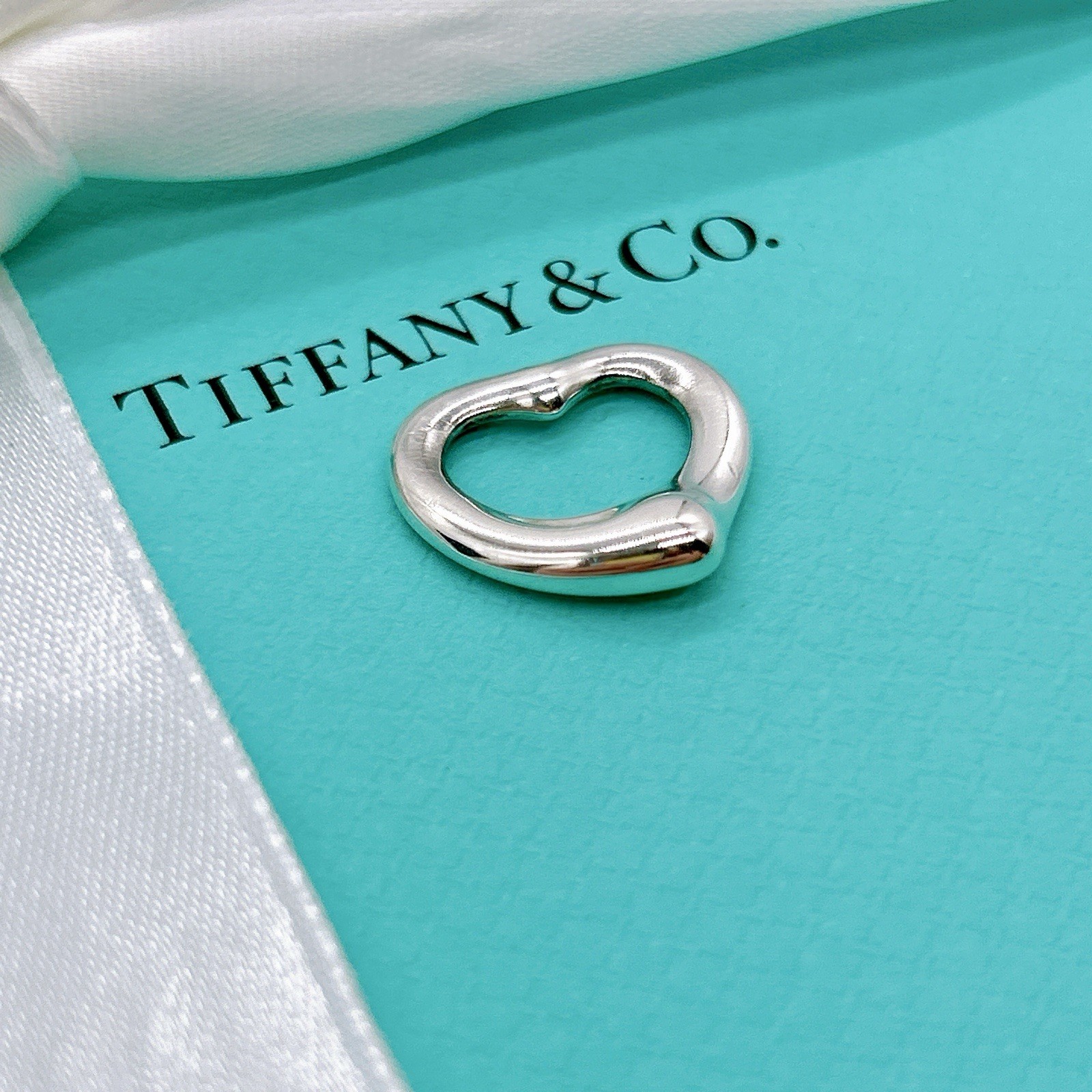 Tiffany & Co. Open Heart Elsa Peretti 16mm Charm Only Pendant Top Silver 925 W/P