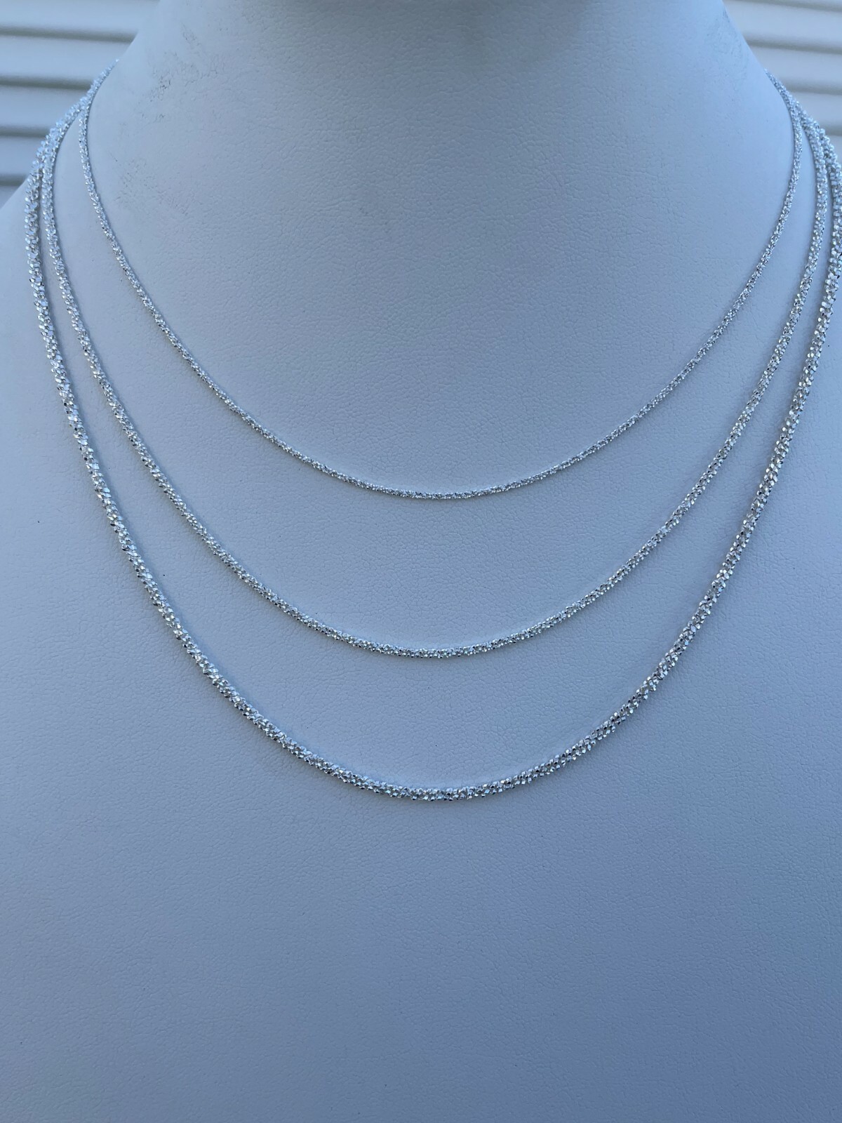 Cadena Rope Diamond Cut Plata Esterlina 925 Real Brillo Hombre Mujer 1mm-3mm