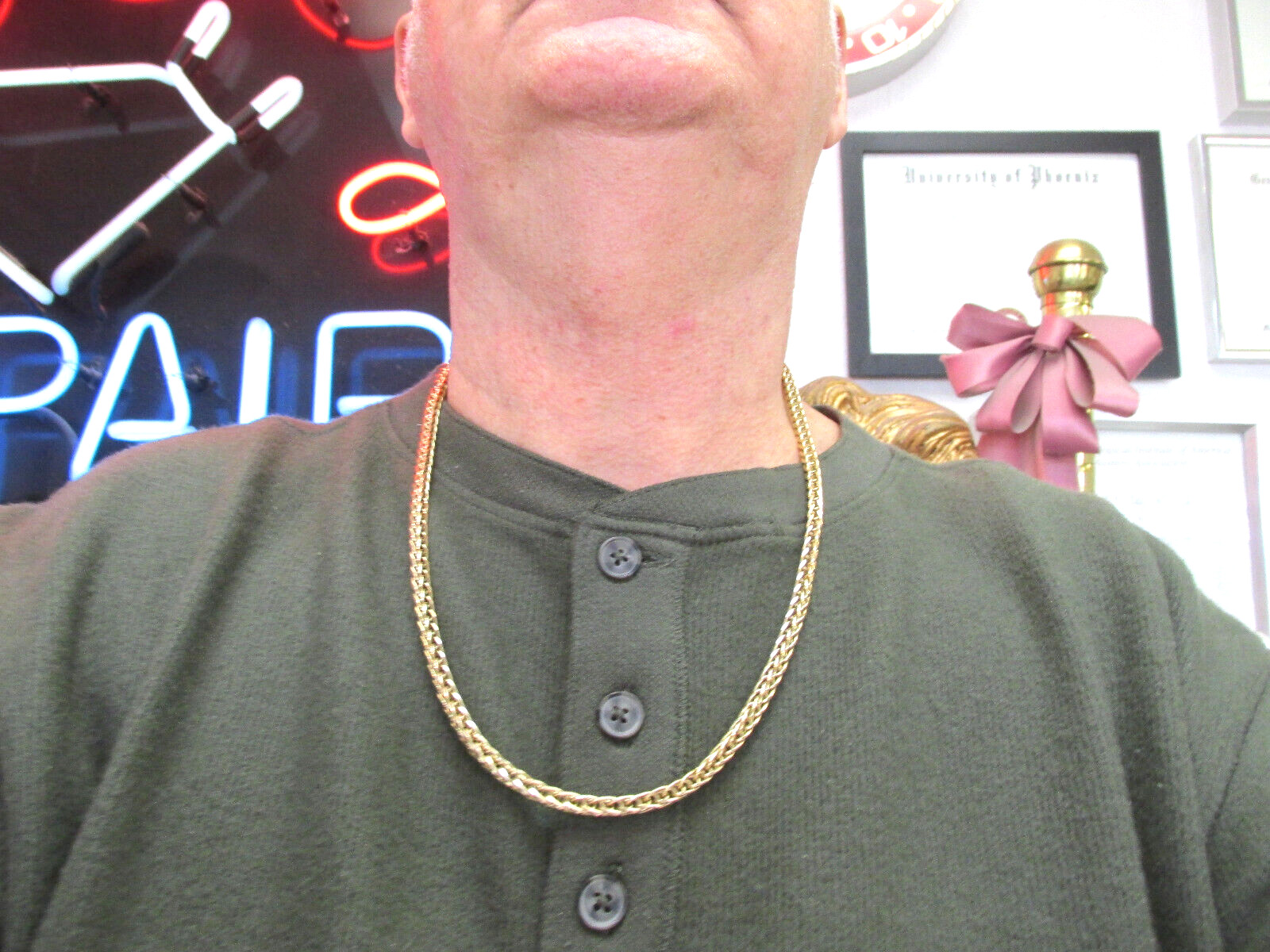 Men’s 23.5 inch Modern Chain Necklace Heavy Duty Hollow 10k Gold MAKE OFFER
