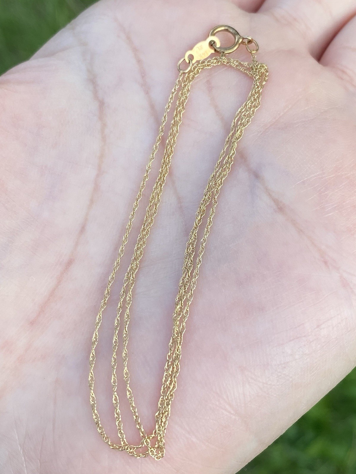 Real 14K Yellow Gold Wheat Chain Necklace – 18 Inches