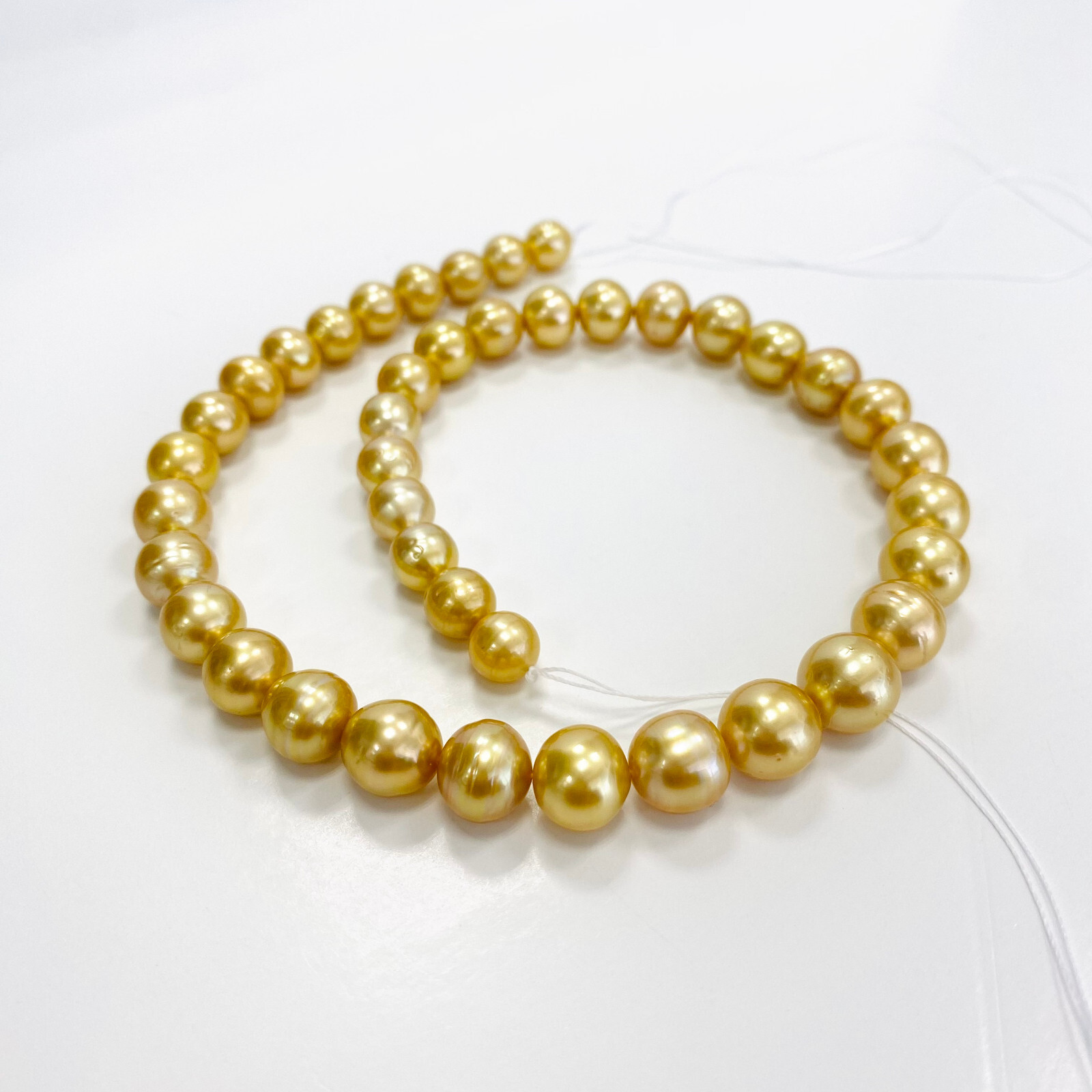 Golden South Sea Pearl Necklace Loose Strand 8-11mm Ovals Medium Gold Hi Luster