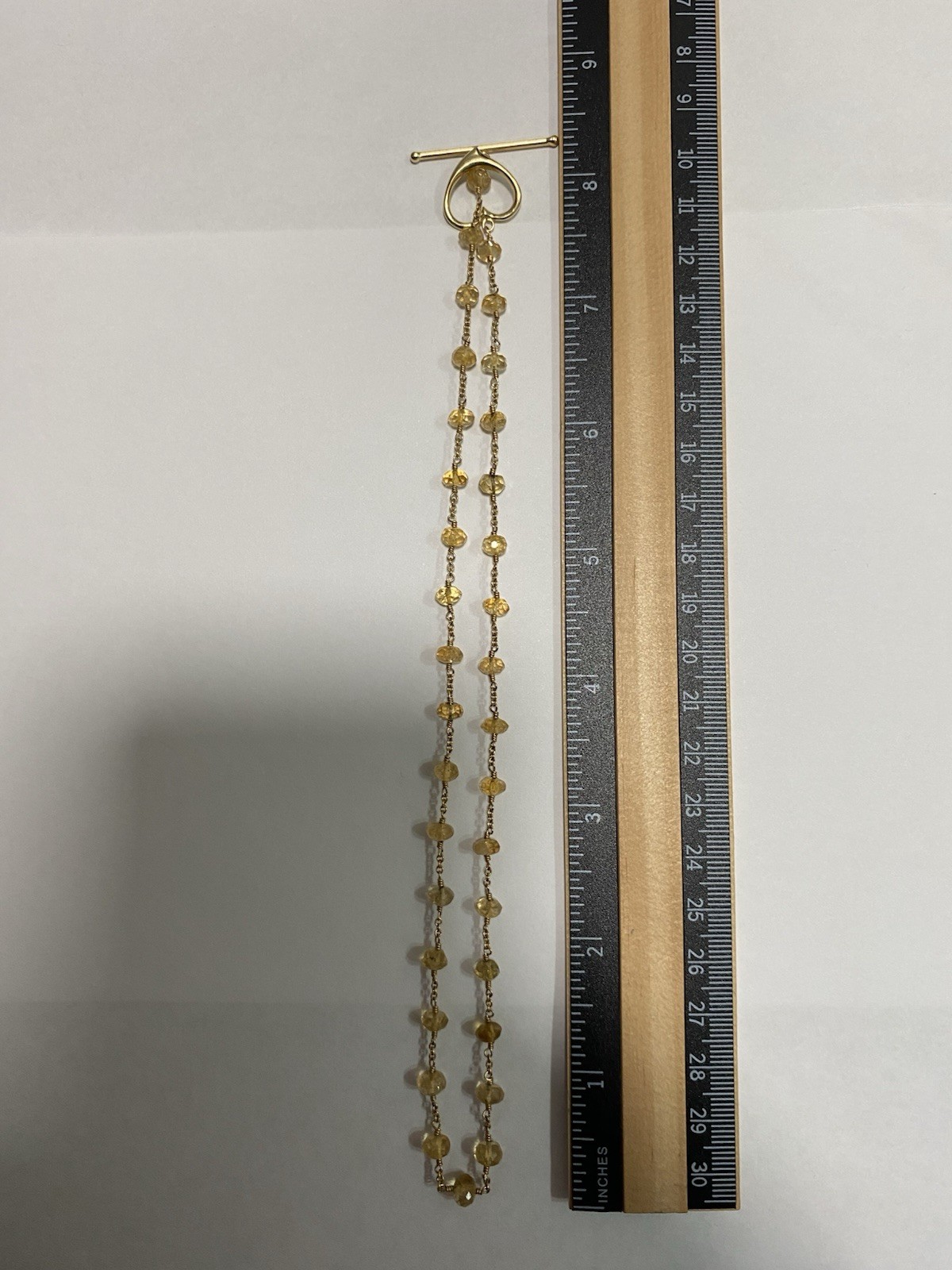 14k Gold Citrine Beaded Necklace 16 Inches, 7.10 Grams