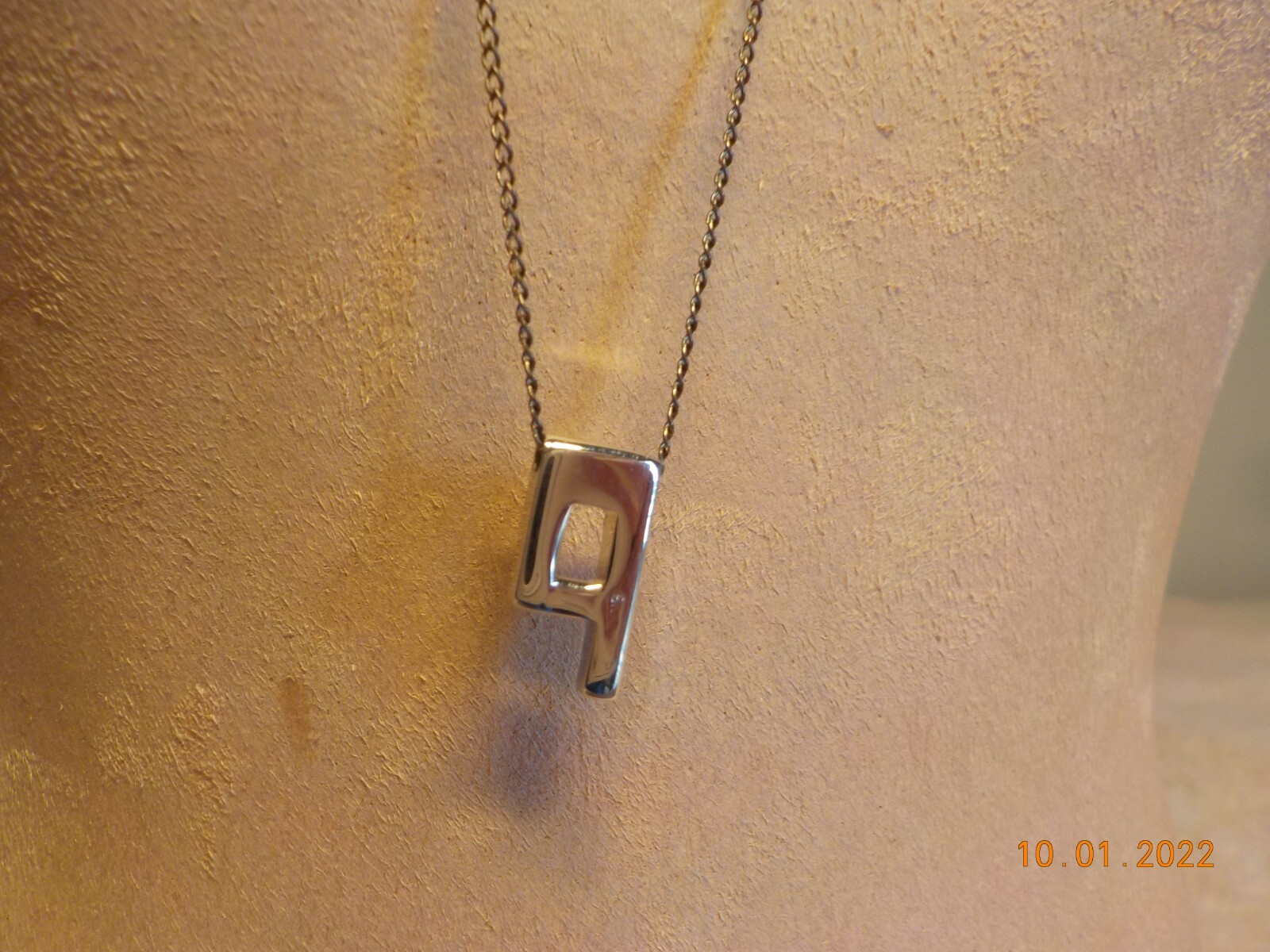 SS 925 MAKERS MARK (SYMBOL FOR MALE) INITIAL P PENDANT ON CHAIN LINK NECKLACES