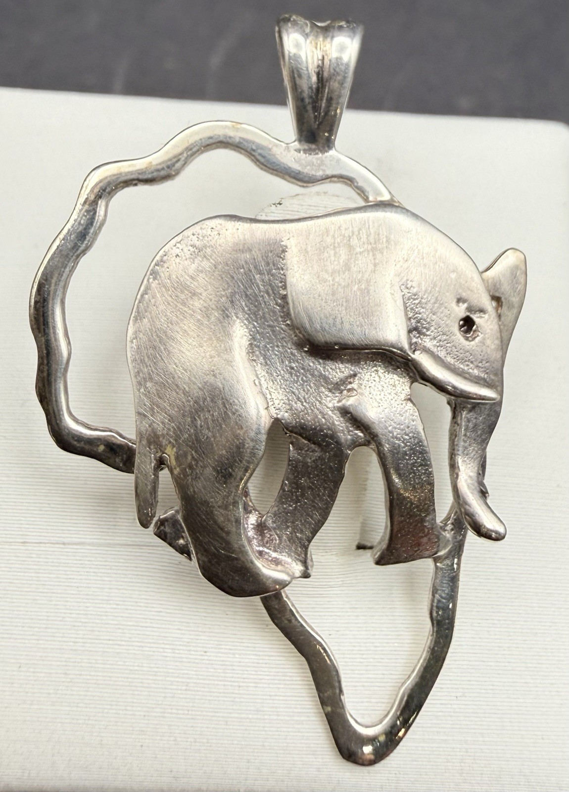 Vtg 925 Sterling Silver Elephant Pendant Openwork Safari Animal 1.5” S3