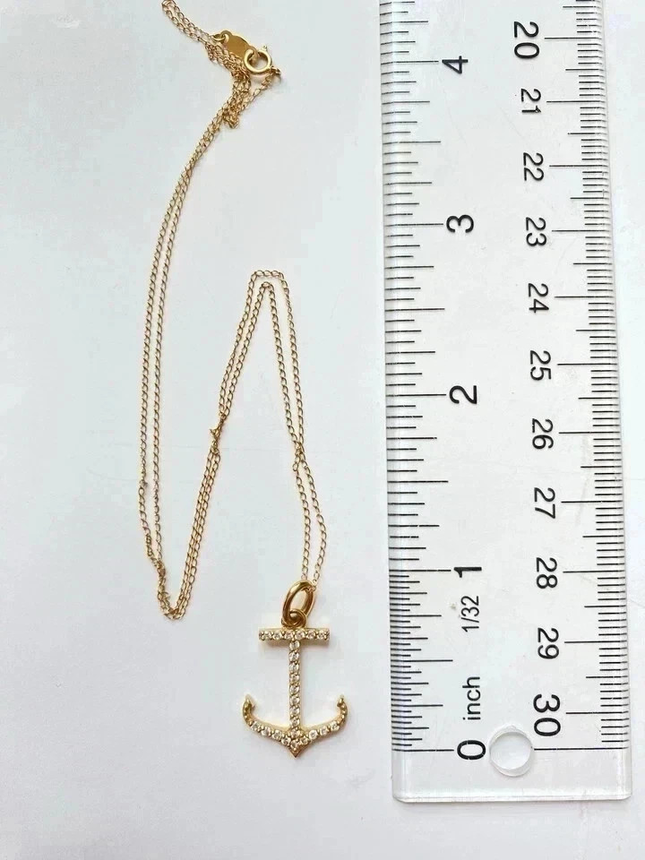 2CT Round Cut Lab Created Diamond Anchor Womens Pendant 14K Yellow Gold Plated