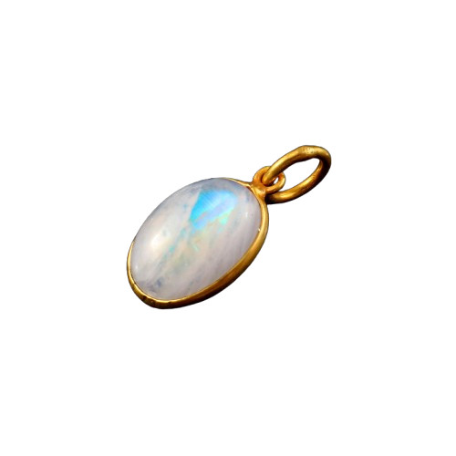 Genuine Moonstone Necklace Pendant Solid 14K Gold Minimalist Jewelry 3165