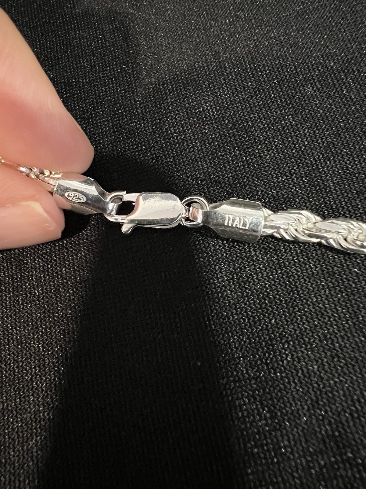 .925 Sterling Silver Men’s Male Women Twisted Rope Choker Chain Necklace 18″