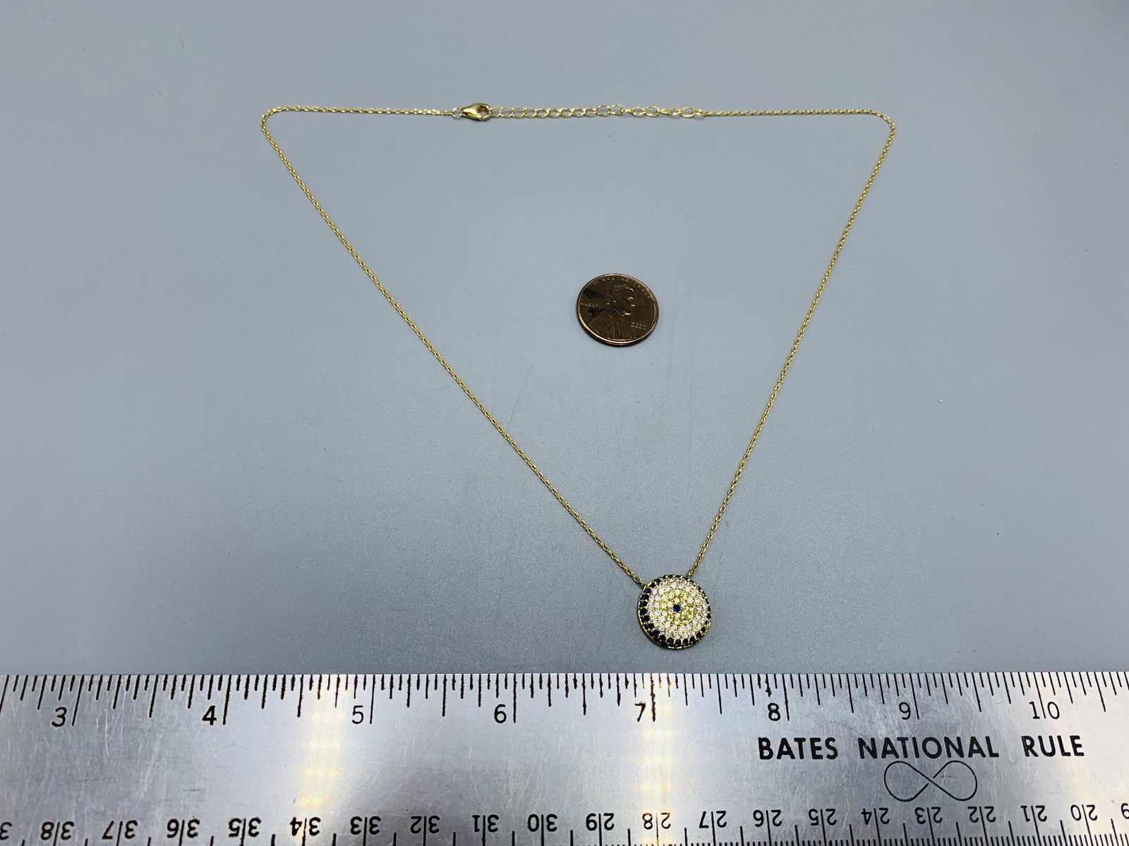 Gold Plated Sterling Silver, CZ Circular Pave’ Pendant Necklace