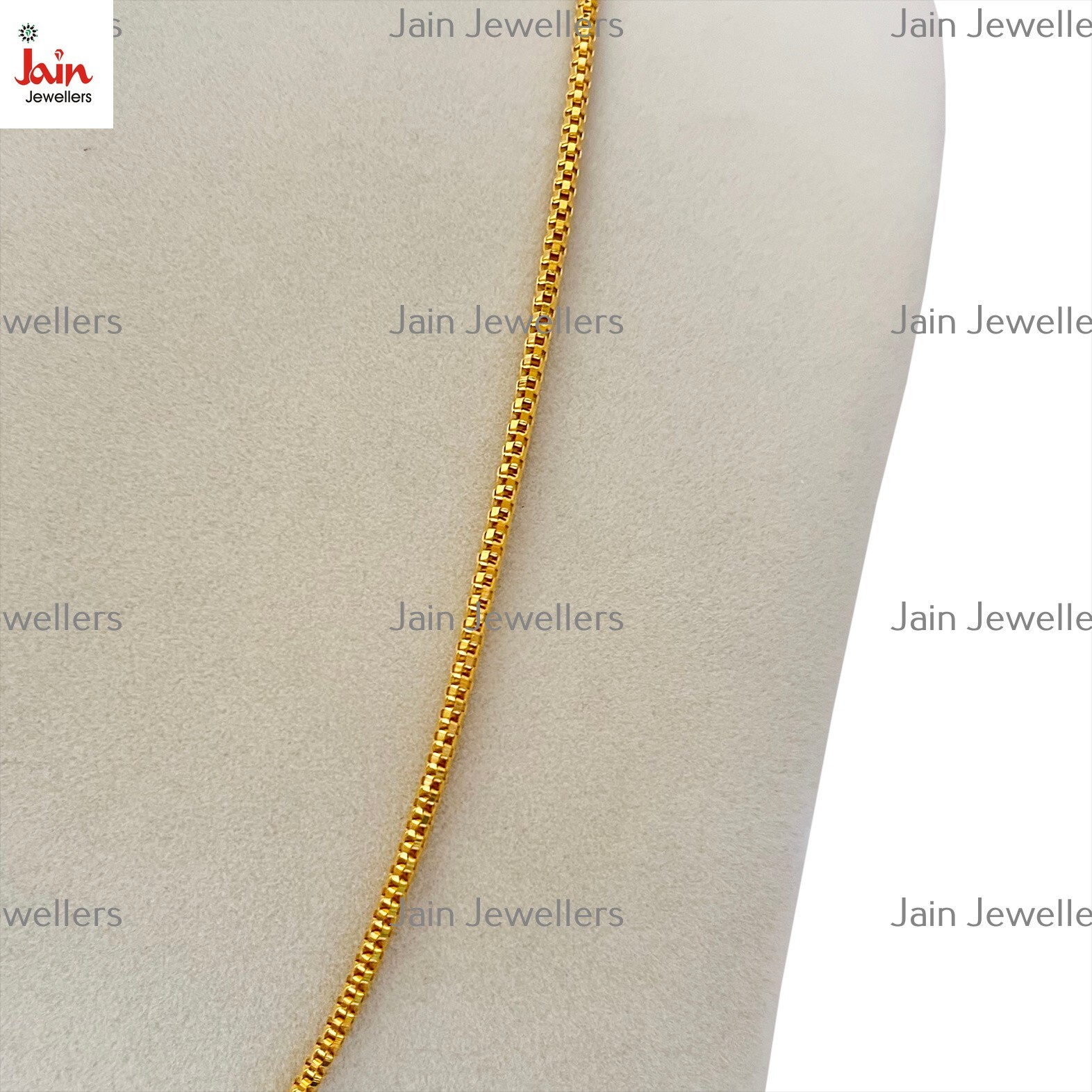 REAL GOLD 18 Kt Yellow Gold Round Box Unisex Necklace Chain Width 2 MM