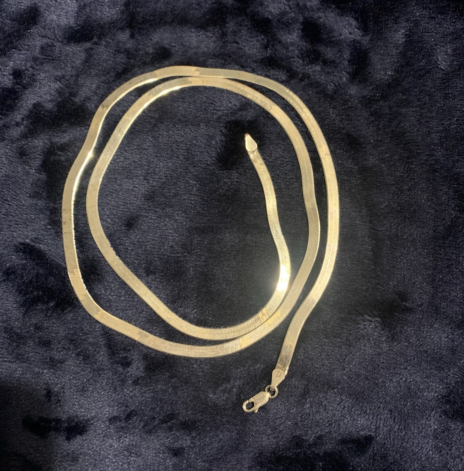 Made In Italy Sterling Silver Herringbone Chain Necklace 30”Signed DNT , 17.3 G