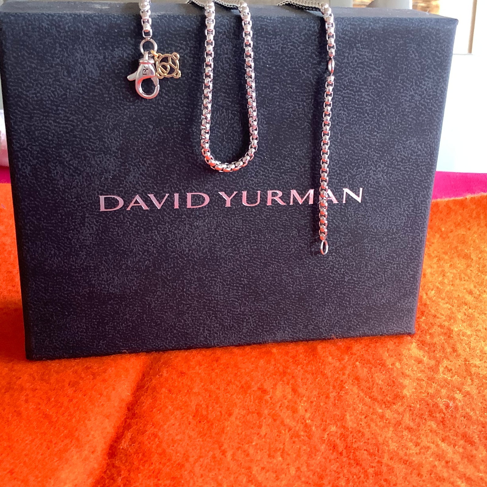 DAVID YURMAN Men’s 2.7mm Box Chain Necklace 20″/22″ Adj w/14k Tag