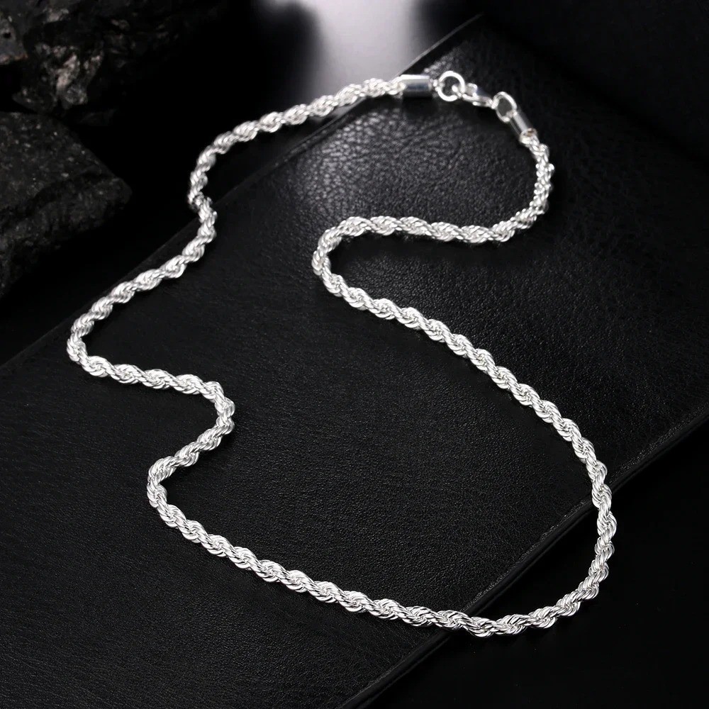 925 Sterling Silver Italian Rope Chain Men’s Necklace 4mm – NEW