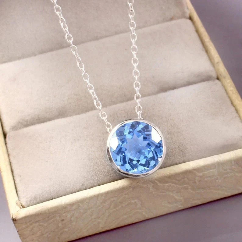 11 Ct Certified Natural Blue Sapphire Pendant in 925 Sterling Silver with Chain