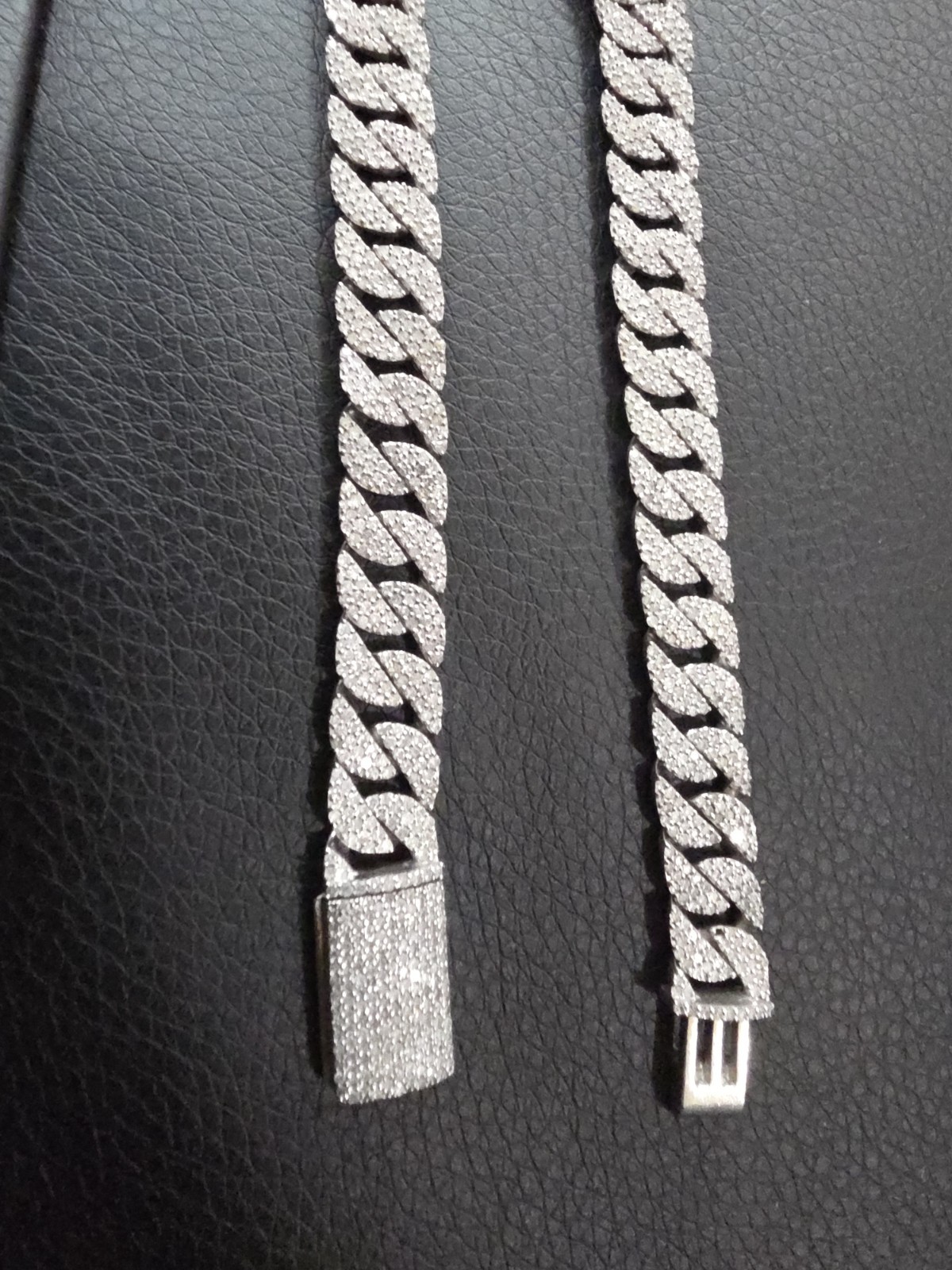 Natural Diamond 14ct,22inch,10mm Silver Unique Miami Cuban Chain Necklace