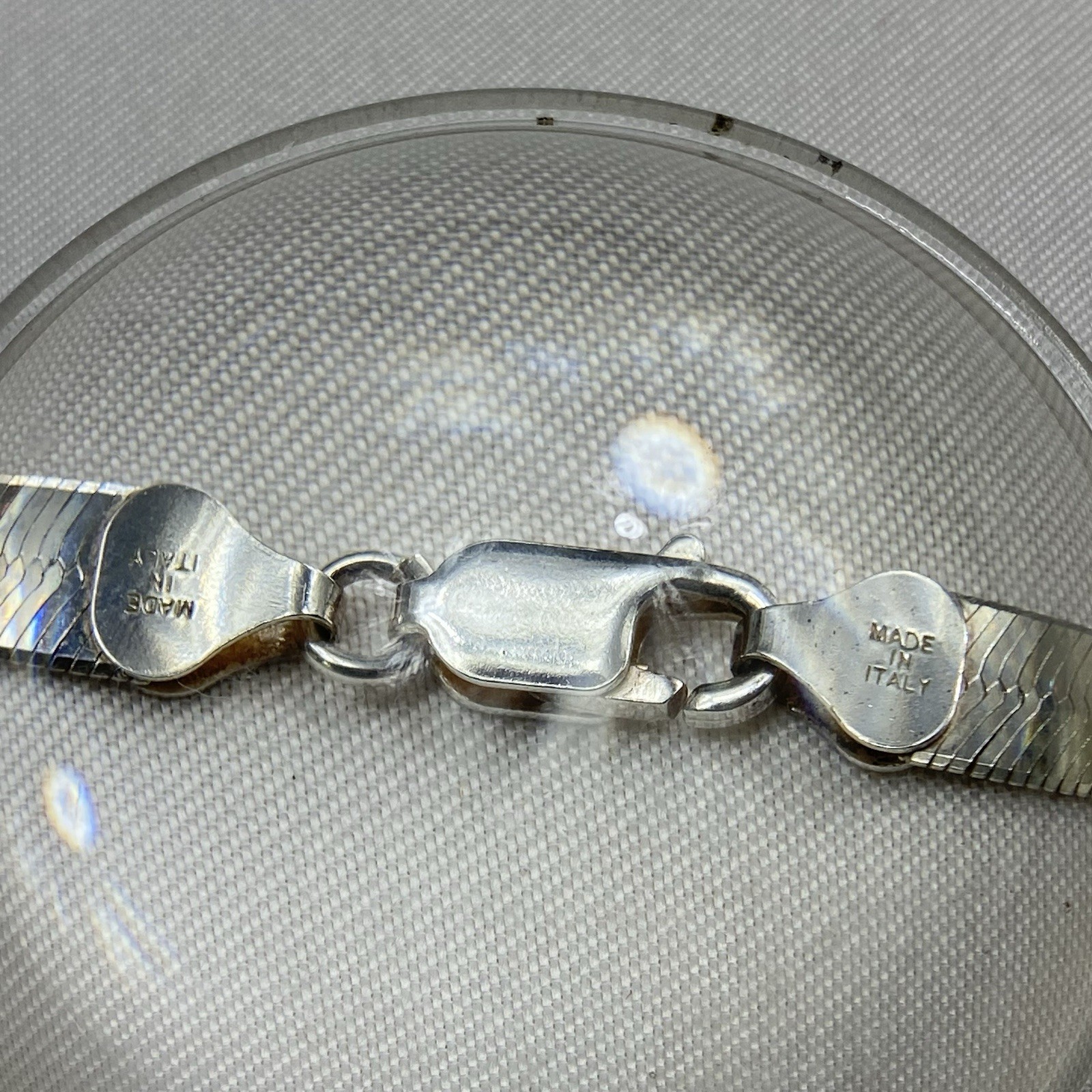 Vintage 925 Silver Italy Milor Chain Necklace Fine Herringbone 7MM Wide 30 Inch