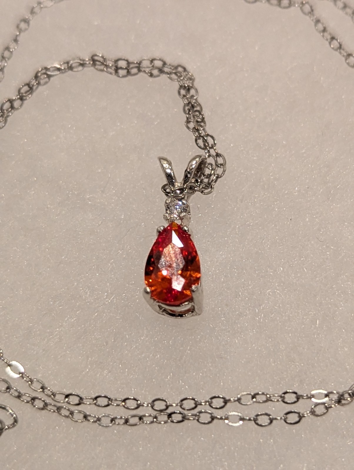 925 Sterling Silver Madeira Citrine White Topaz Pendant 16-18″ Adjustable Chain