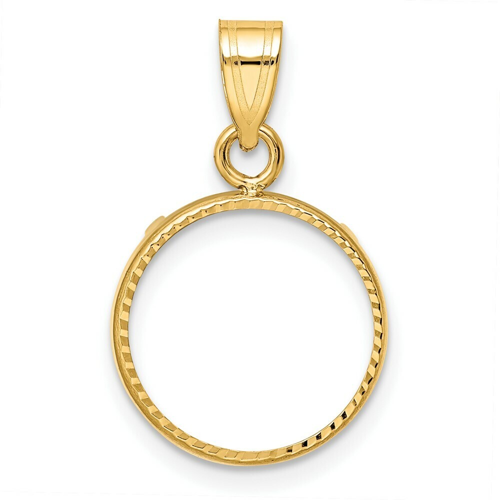 Gold Coin Bezel Pendant Mounting in 10K Yellow Gold – 13mm – 39.5mm Coin Size