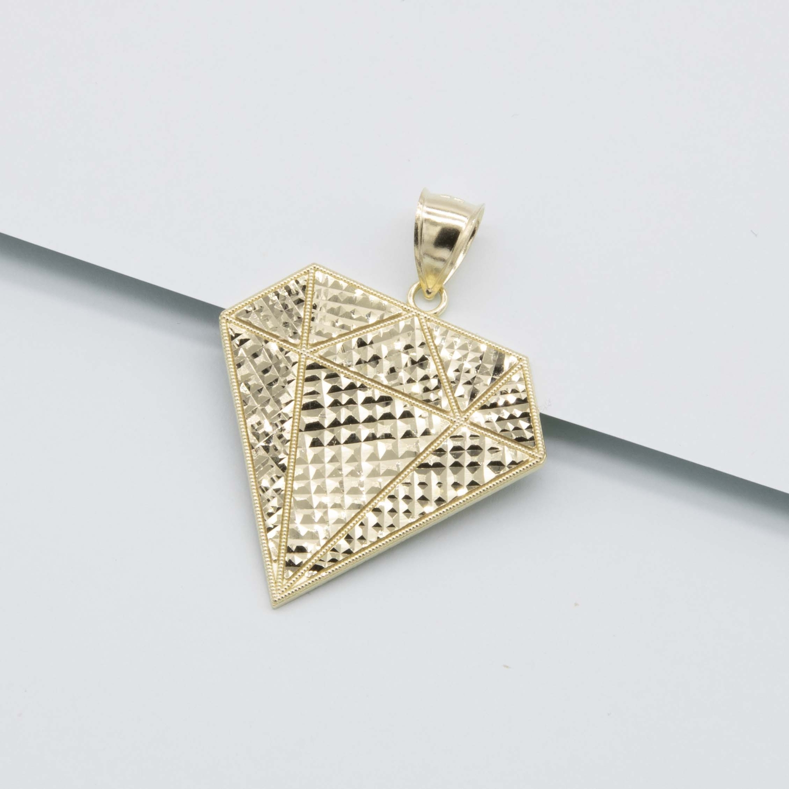 Textured Diamond Shaped Pendant Real 10K Gold Pendant All Sizes