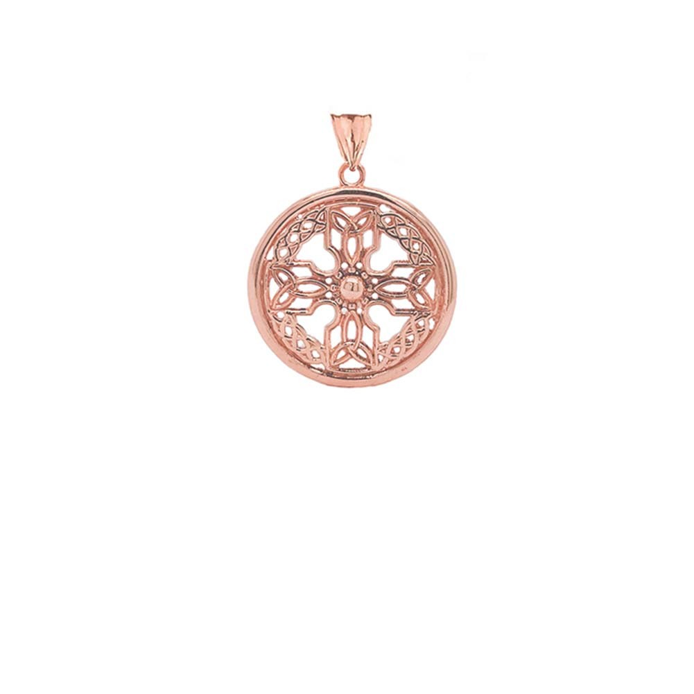 Solid Gold Celtic Knot Cross Shield Pendant Necklace(SM)(Yellow/Rose/White Gold)