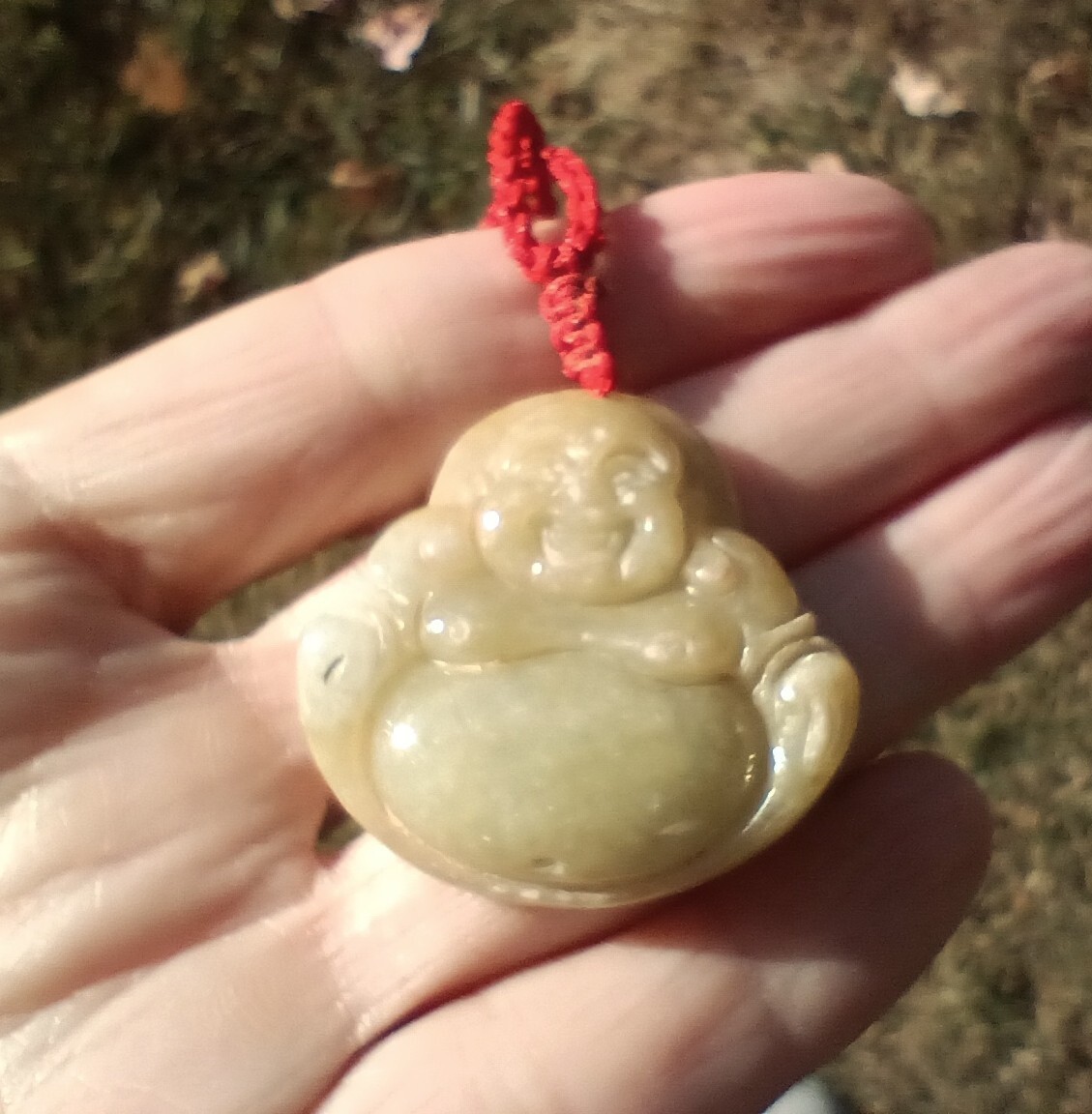 Natural Jadeite Jade Happy Buddha pendant necklace Myanmar CH733