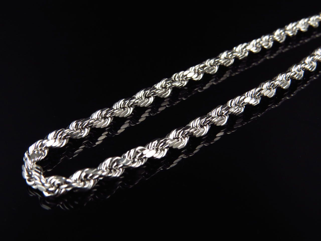 Men’s Or Ladies 10K White Gold Hollow Rope Chain 3.5MM 18-28 Inches