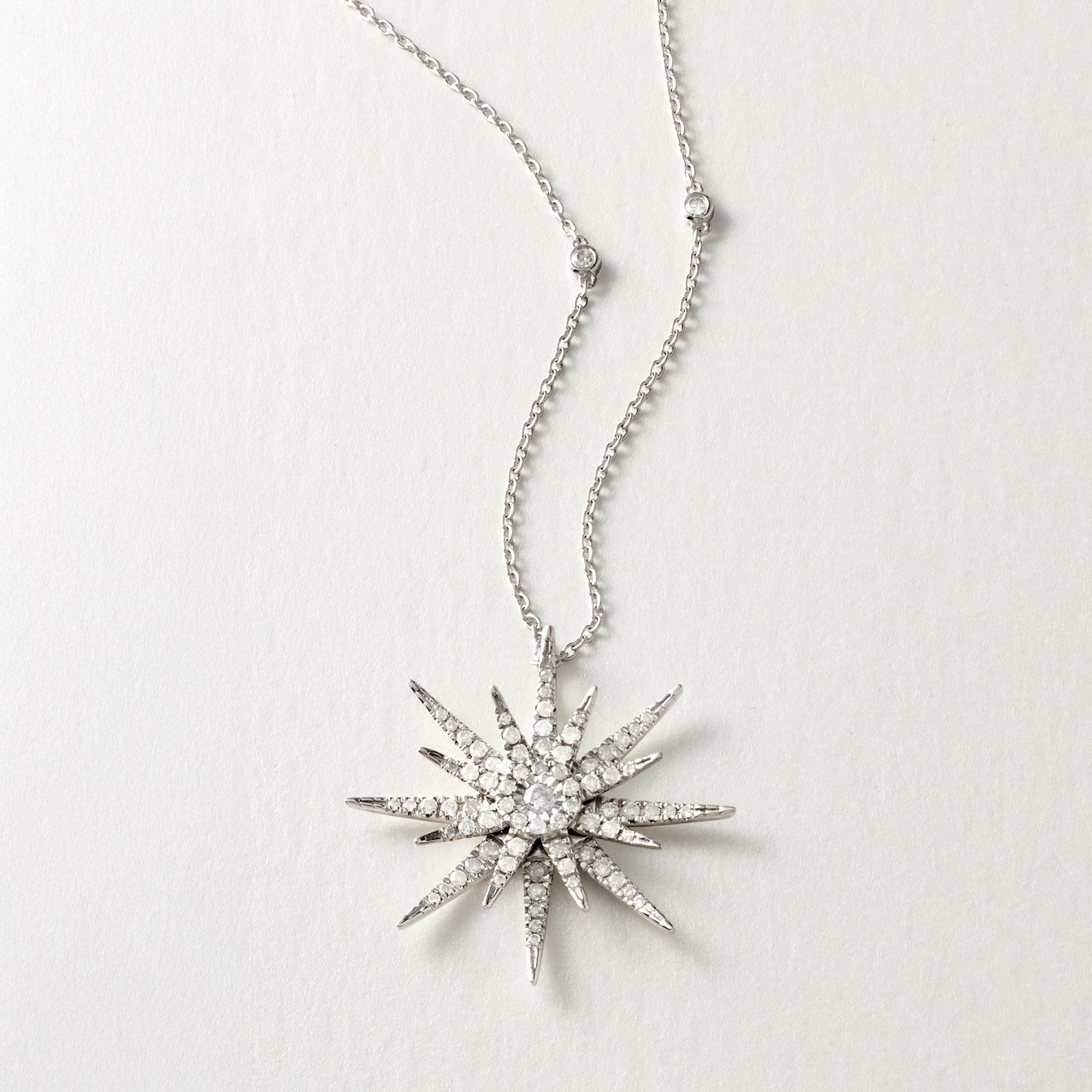 Ross-Simons 0.75 ct. t.w. Diamond Starburst Necklace in Sterling Silver