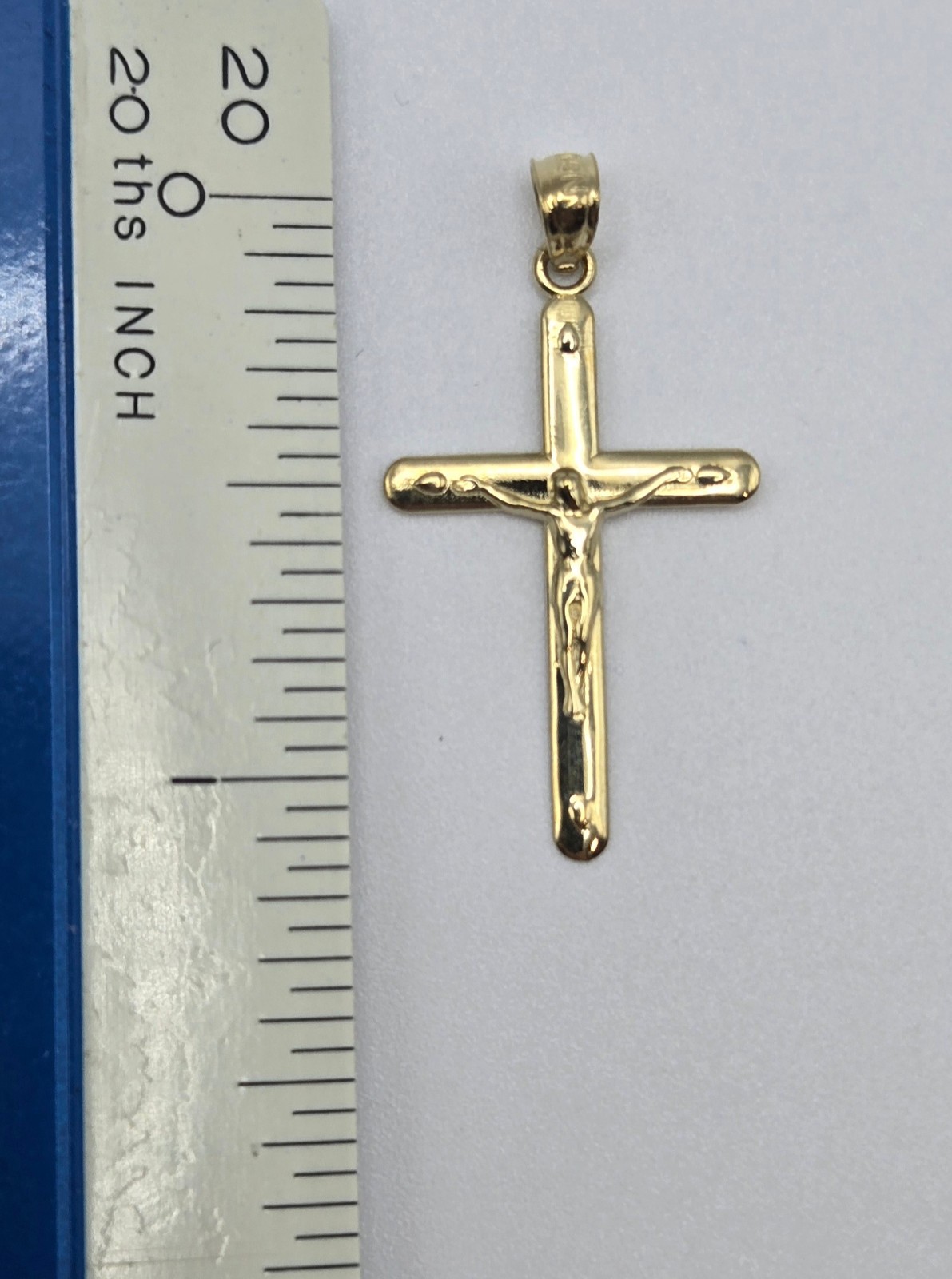 NEW Solid 10K Yellow Gold 1.25in Cross Pendant, 3.5mm Bail, ITALY
