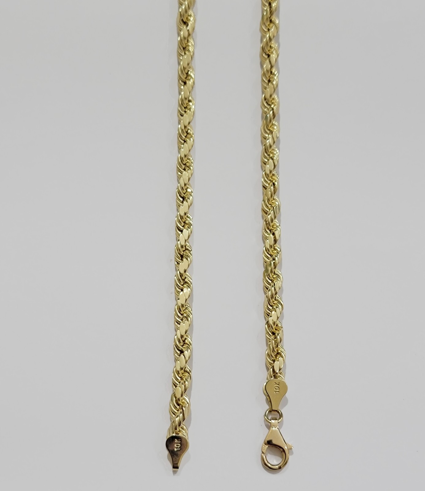 Real Gold 10k Rope Chain Necklace 5mm Mens 18″-26″ 10kt Yellow Gold Diamond cuts