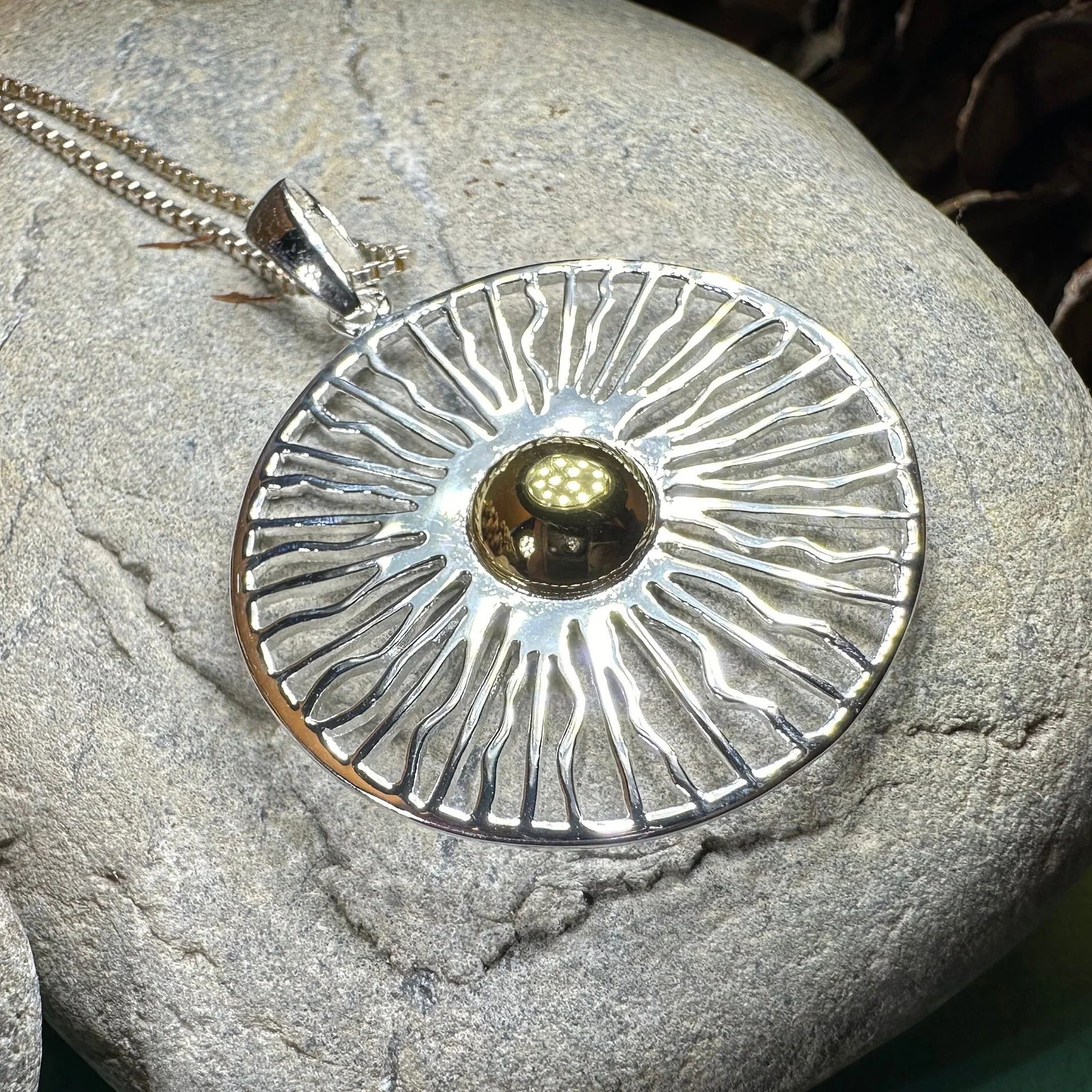 Sun Necklace Beach Celestial Wiccan Pagan 925 Ladies Pendant W/FREE CHAIN