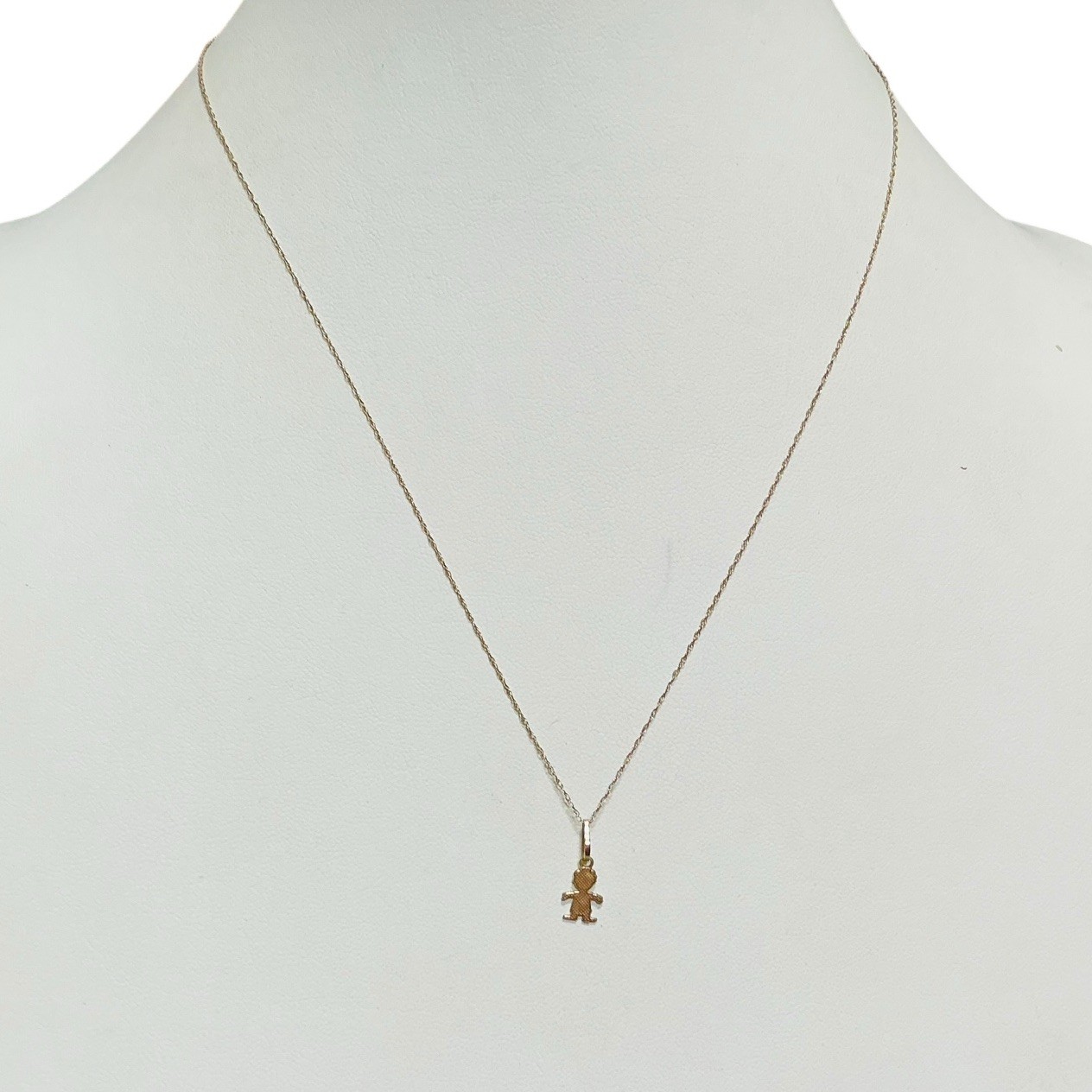 10k Gold Baby Boy Pendant Necklace Dainty Petite Chain New Mother Gift 0.7g
