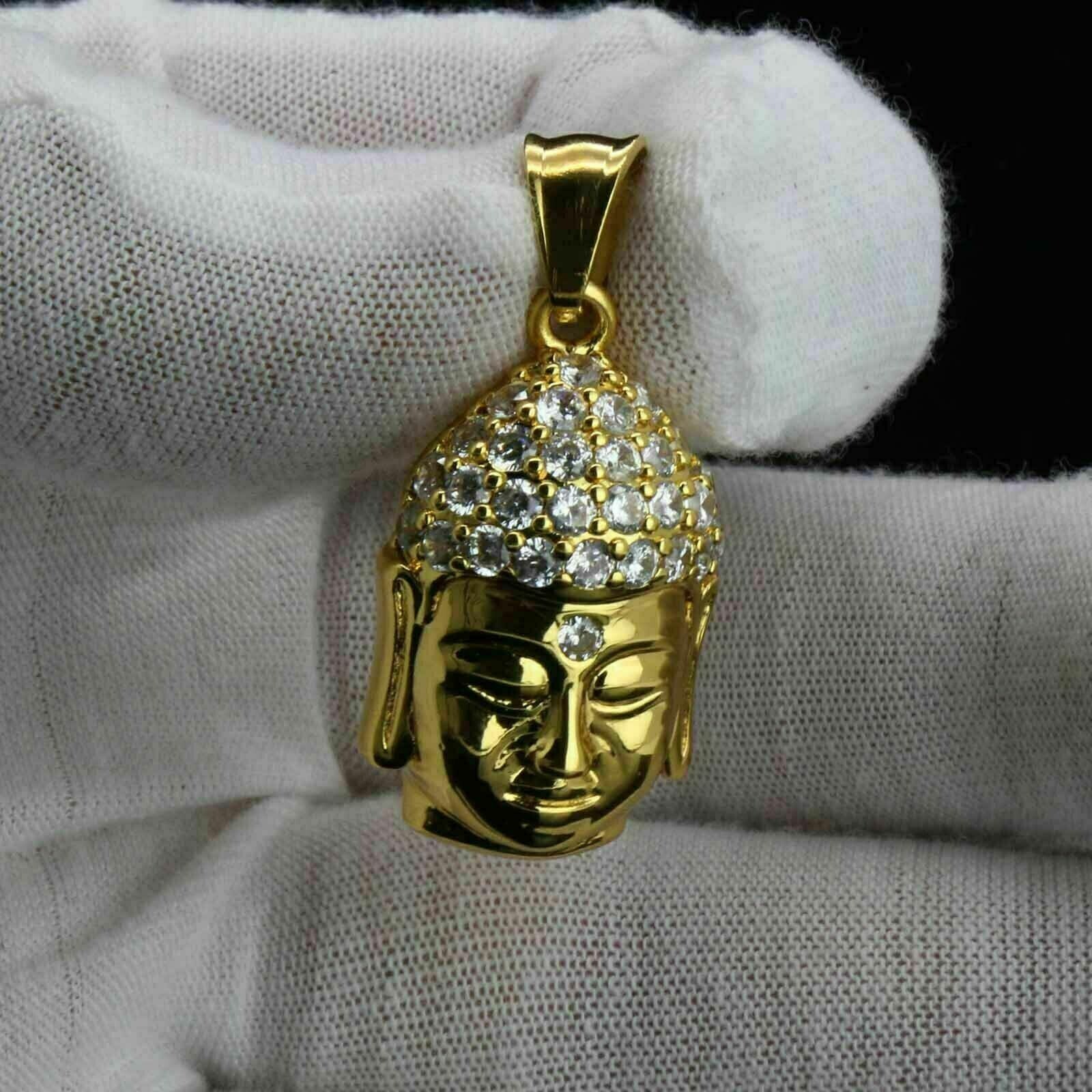 2.00Ct Round Cut Real Moissanite Buddha Pendant 14k Yellow Gold Plated