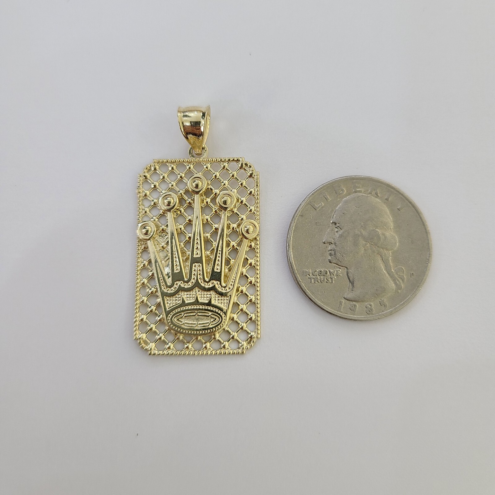 10K Real Yellow Gold Crown Charm Pendant Crown Gold 10kt
