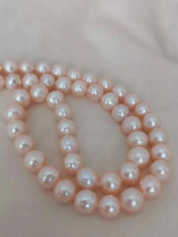 Authentic photo 18 inch pink AAAA Japan Akoya 8mm pearl necklace 14K gold clasp