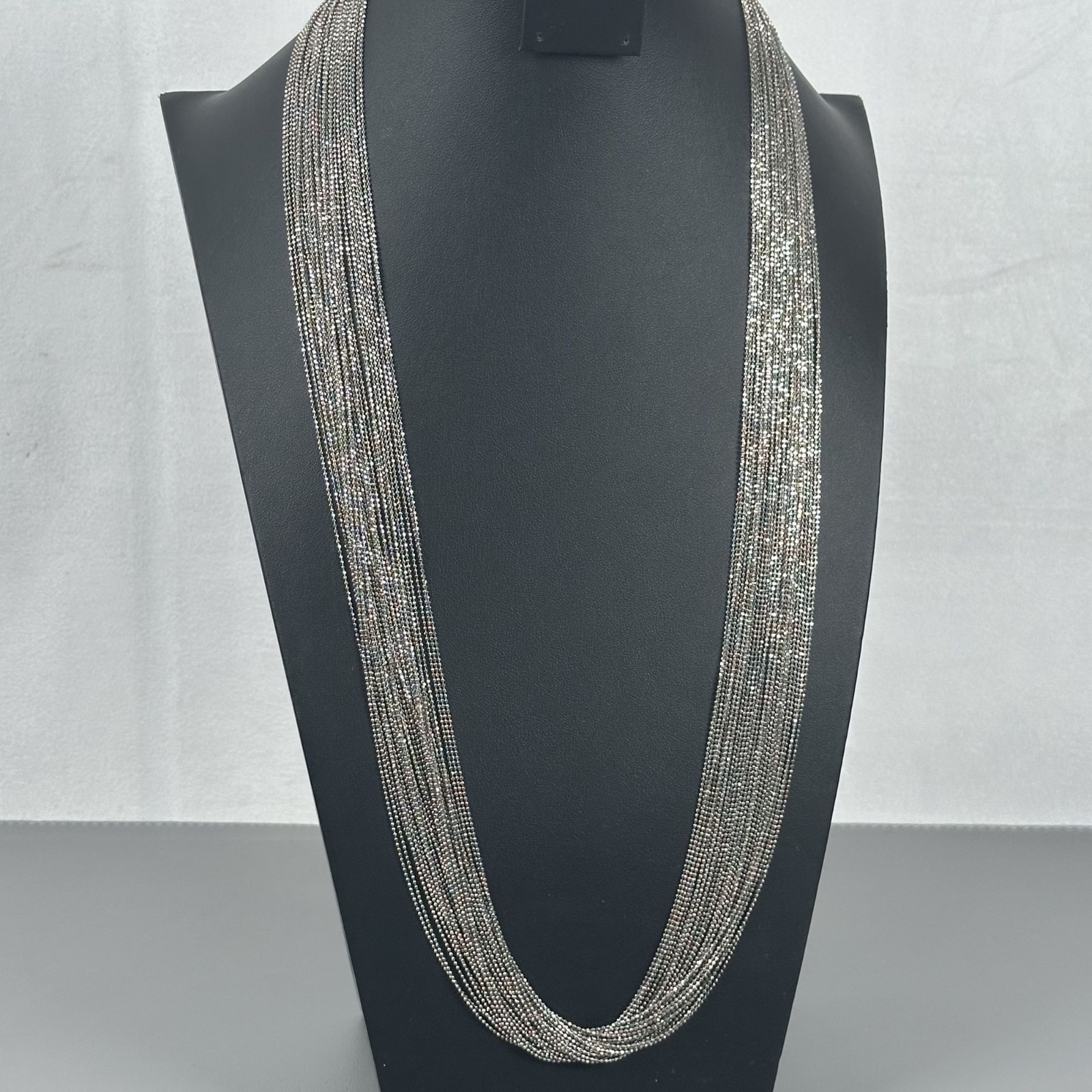 Gabrielle Bruni Italy 925 Sterling Silver Multi-Strand Beaded Necklace 32″ 101g