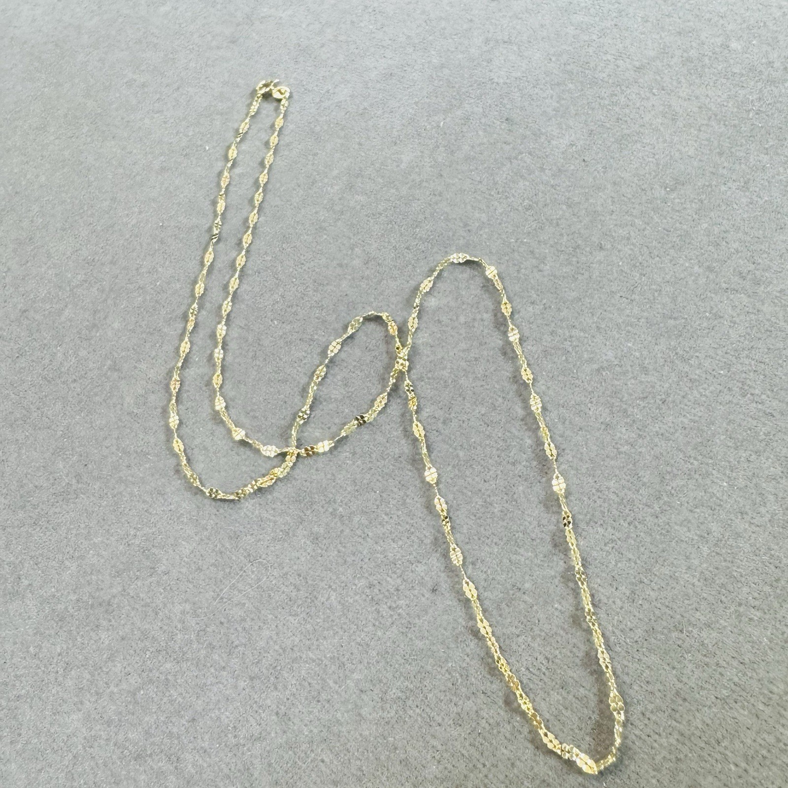 16” Solid 10K Yellow Gold Shimmering Fancy Link Chain Necklace