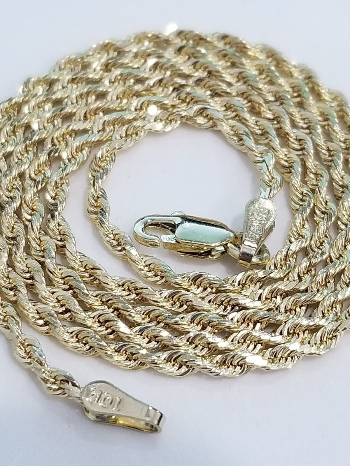 Clearance 100% Real 10k Yellow Gold Necklace Hollow Rope Chain 2mm 16″ inch