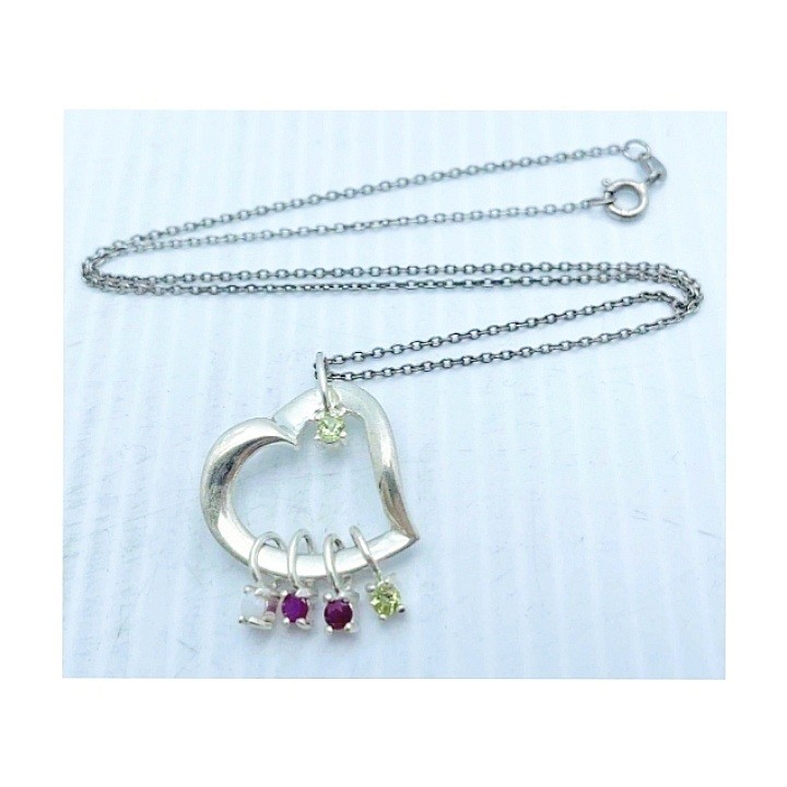 Lenox Heart Gemstones 925 Sterling Silver Birthstones Pendant Vintage