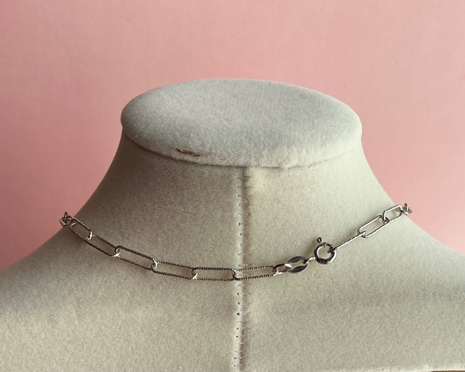 Sterling Silver Paperclip Chain Necklace 20″ – 925 Brushed Silver ITALY