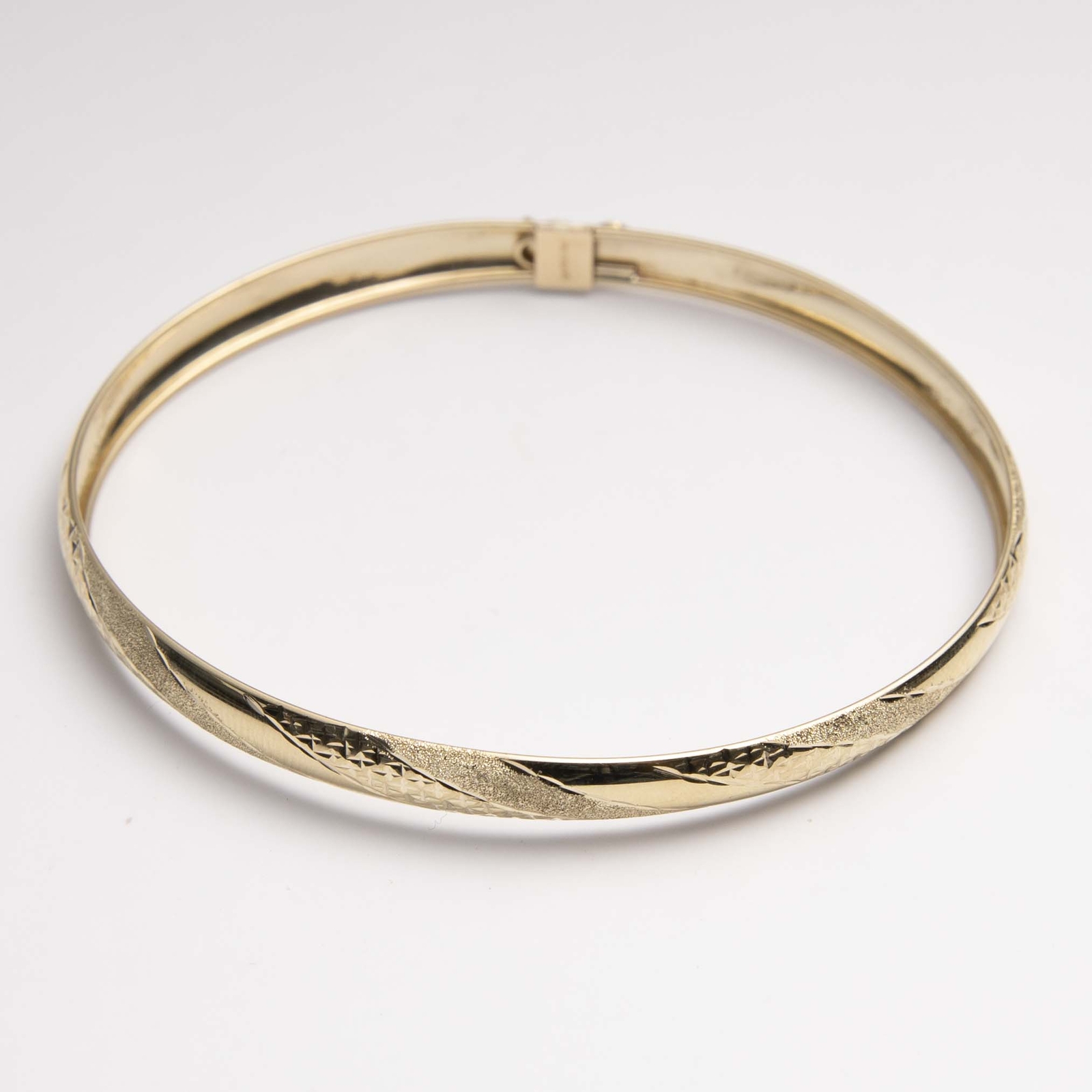 6mm Diamond-Cut Bangle Bracelet Real 10K Yellow Gold Size 8