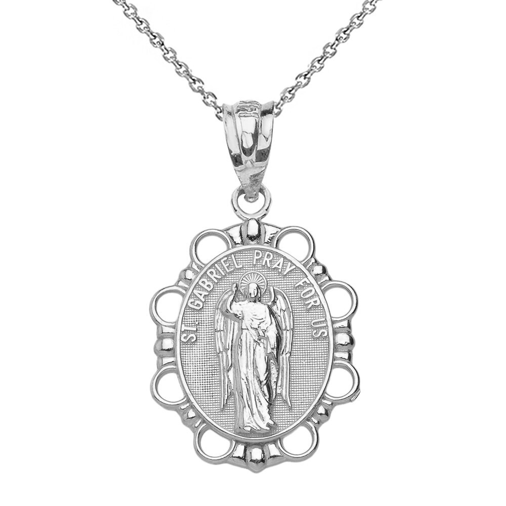 Solid Gold Saint Gabriel Pendant Necklace (Available in Yellow/Rose/White Gold)