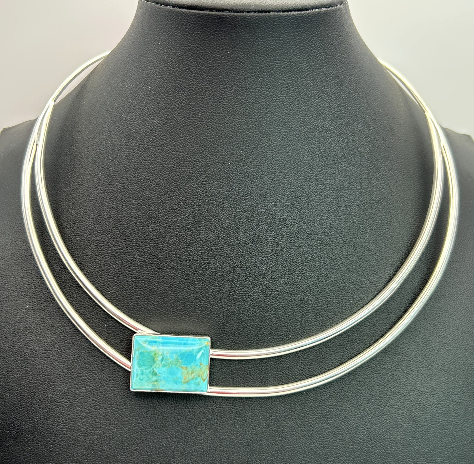Jay King DTR 925 Sterling Turquoise Double Collar Necklace 36g Original Box