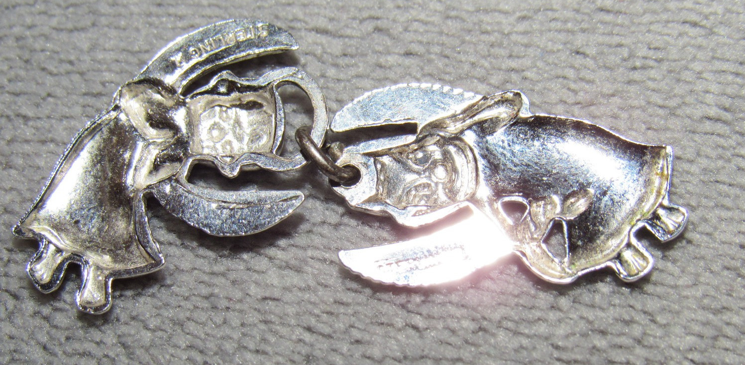 2 Rhodium Plated Sterling Silver Pendants – Angel & Devil – Marked Sterling