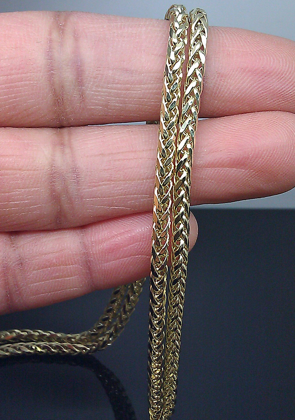 Real 10k Yellow Gold Palm Chain Necklace 3mm 24″ Men women Fine Jewelry Gift