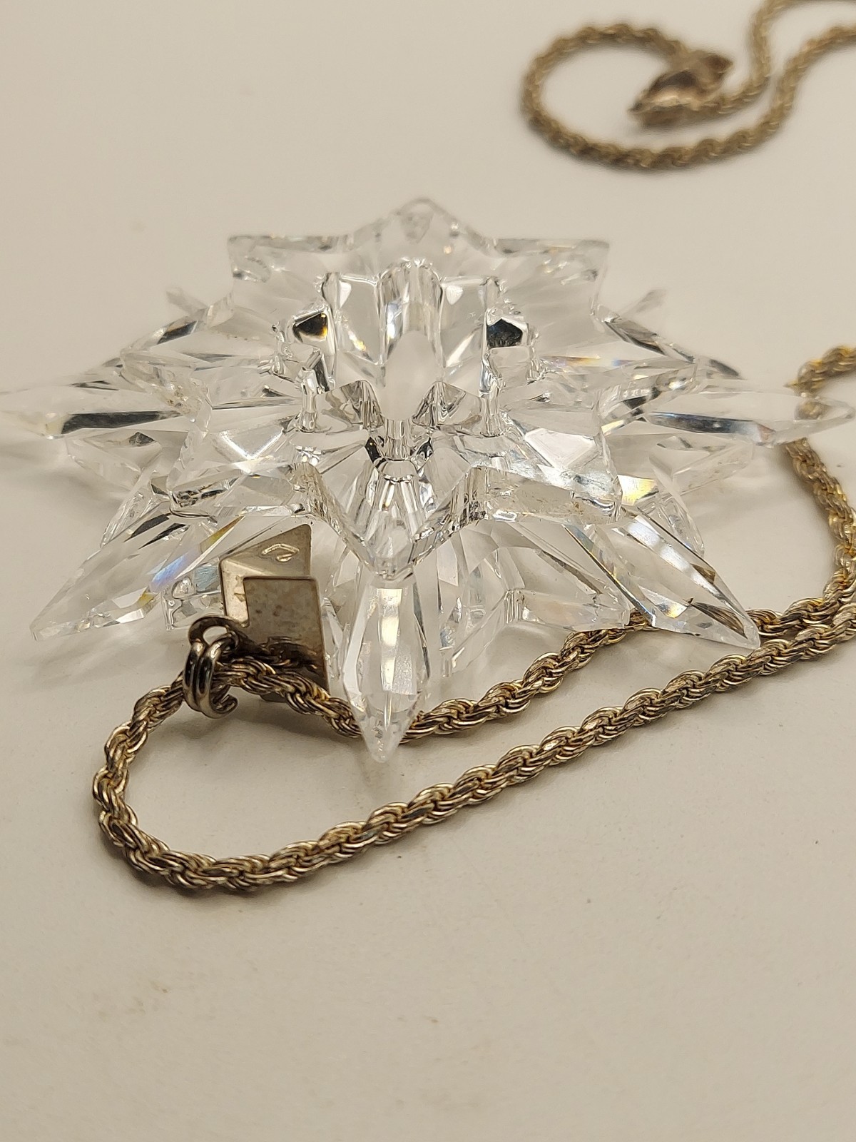Swarovski Crystal Snowflake Star Pendant 925 Italy Rope Chain 28” 2003