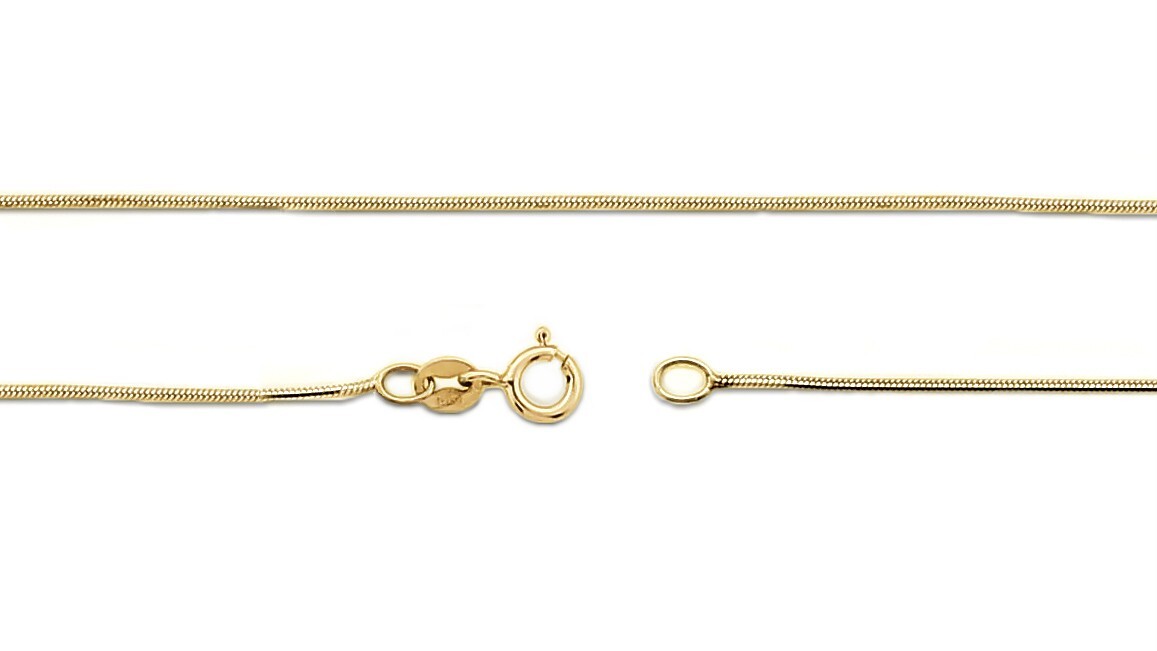 10K Yellow Gold Square Snake Chain .65mm wide 16 18 20 22 inch Spring Ring Clasp