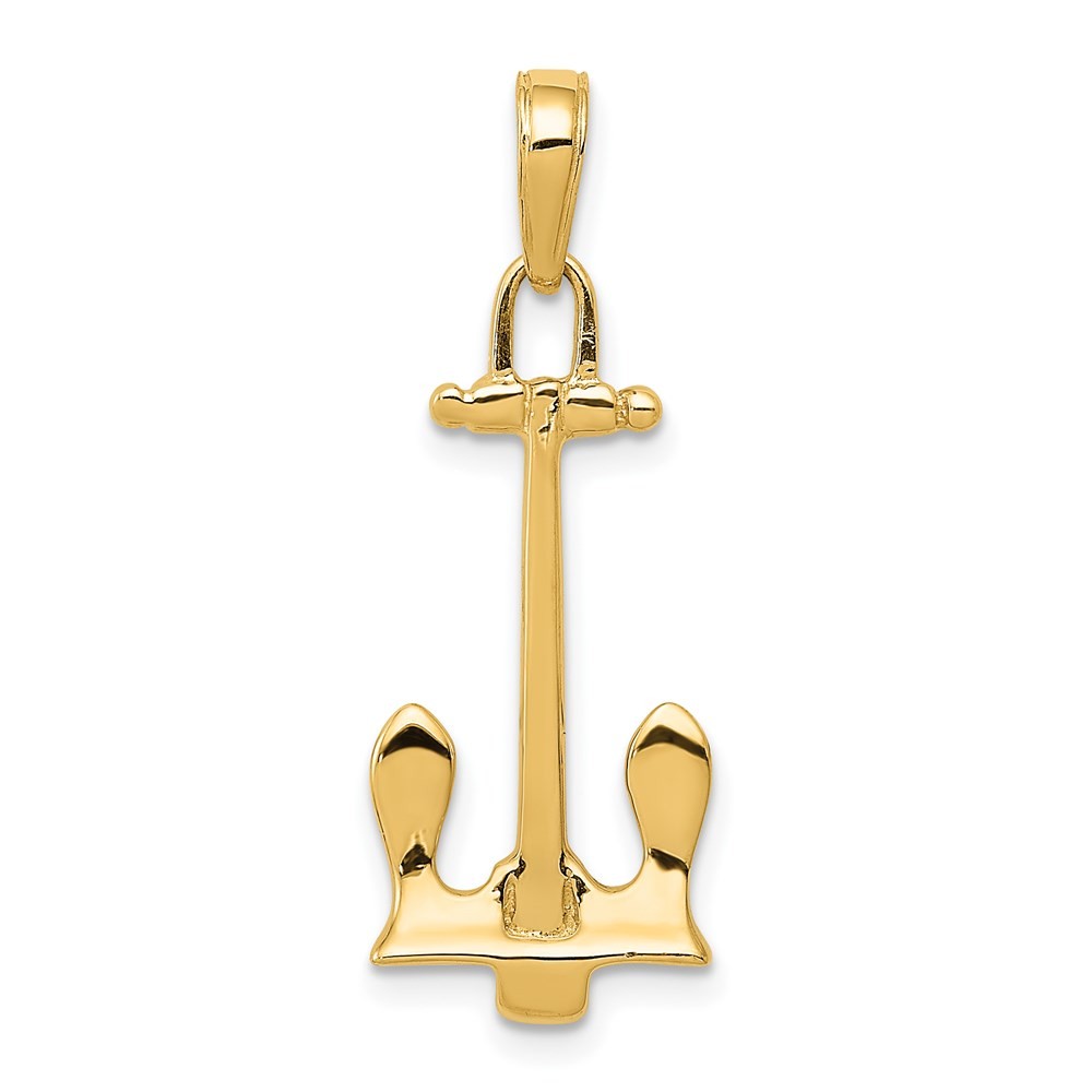 14k Yellow Gold Stockless Anchor Pendant